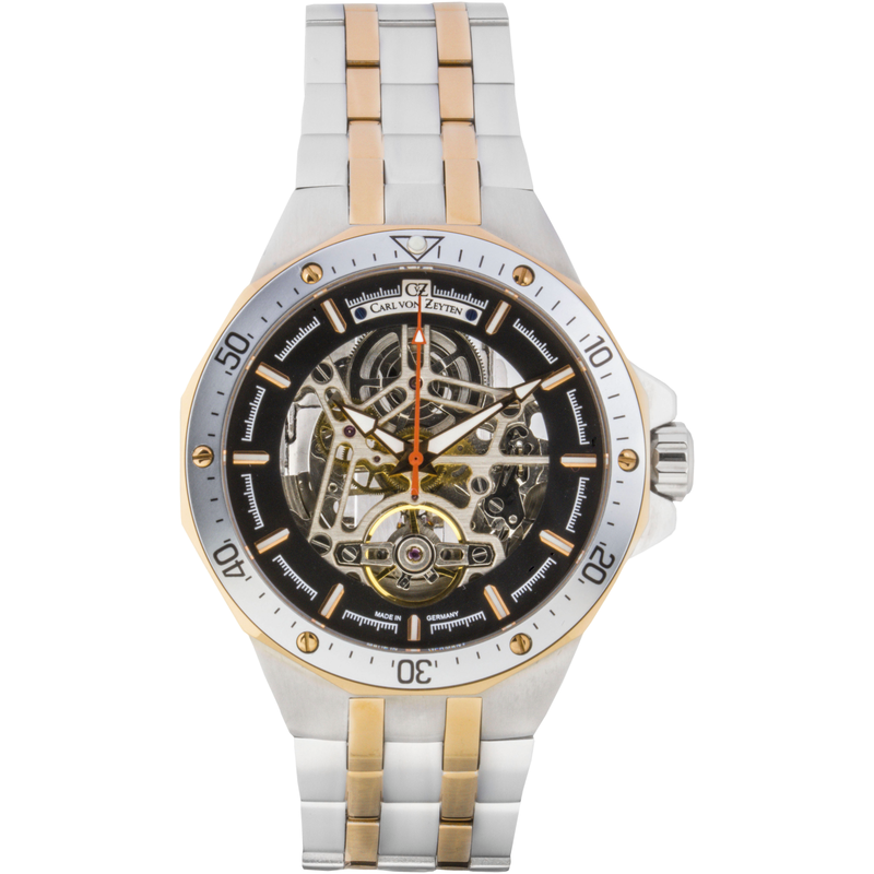 CARL VON ZEYTEN Automatikuhr »Urberg« Armbanduhr, Herrenuhr, Made in Germany, Mechanische Uhr silbergoldfarben-schwarz Markante Herrenautomatikuhr