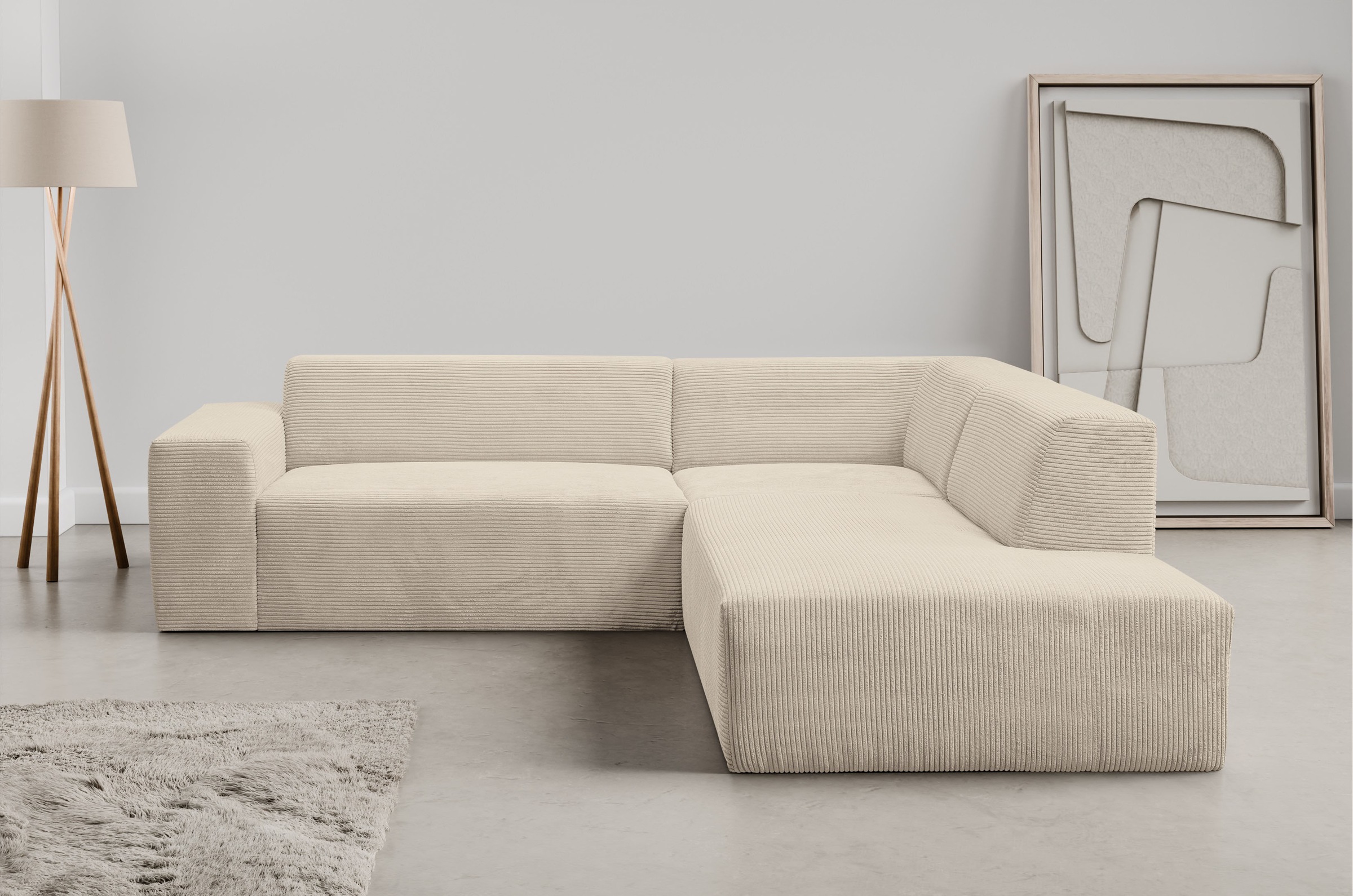 WERK2 Ecksofa »Zeus-M, tolles Sofa mit schönen Details, L-Form«, Curvy Tren günstig online kaufen