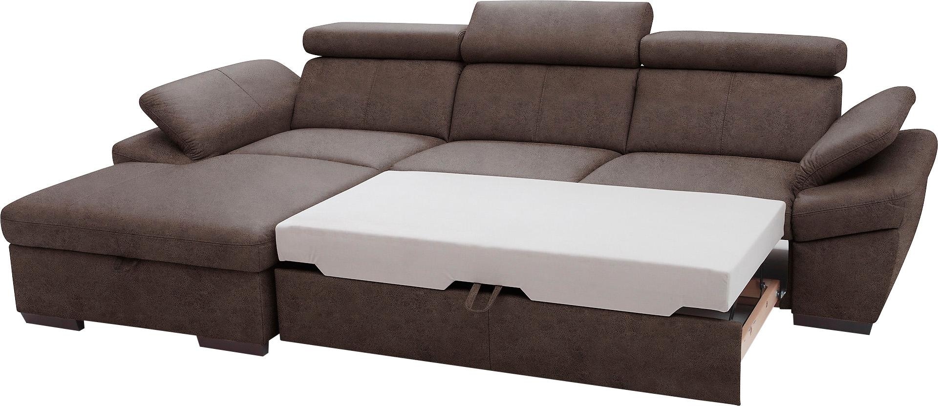 exxpo - sofa fashion Ecksofa »Salerno, klassisch modernes Funktionssofa, hoher Sitzkomfort, L-Form«, inkl. Kopf- und Armteilverstellung, wahlweise mit Bettfunktion