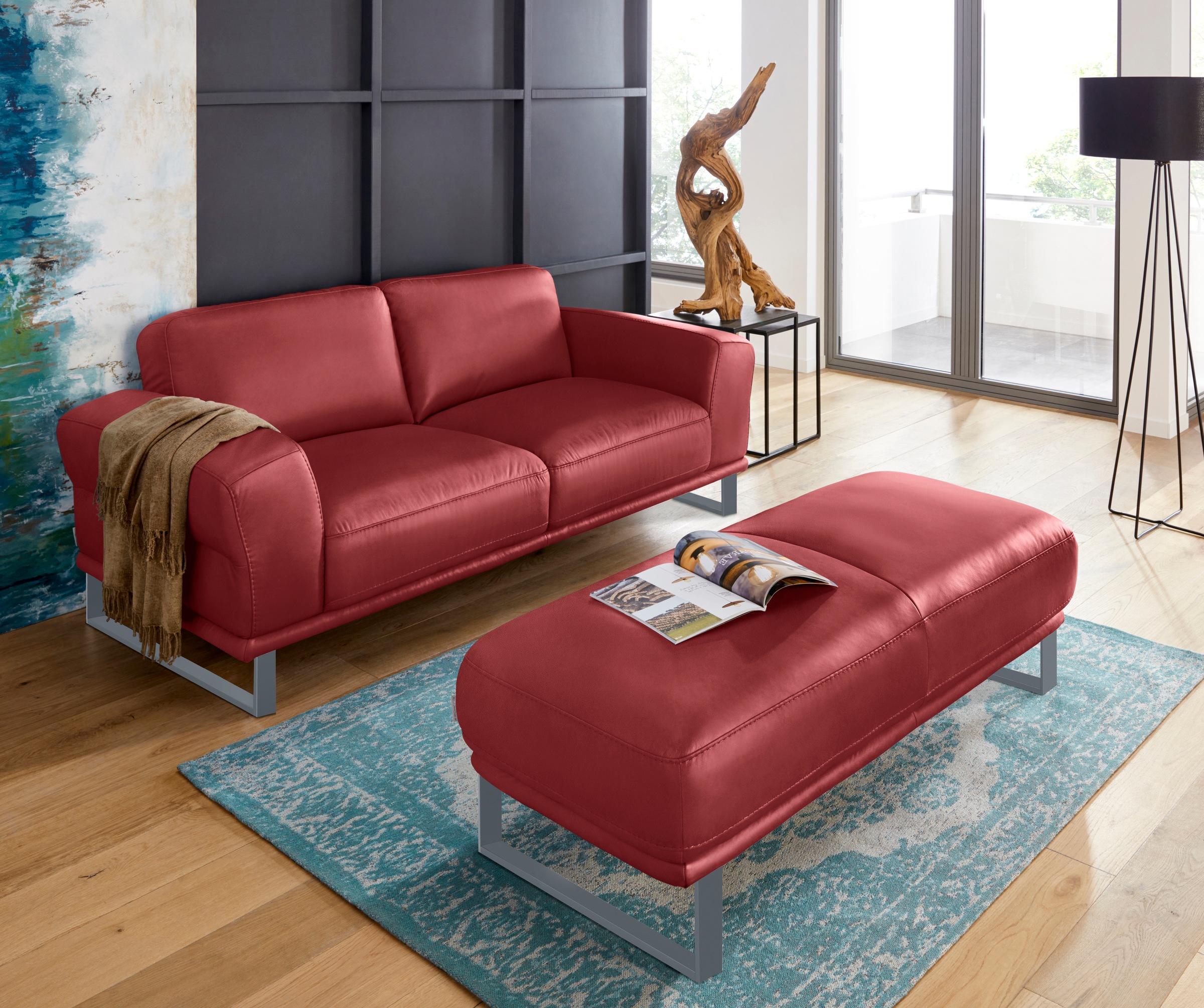 W.SCHILLIG Hocker »montanaa«, mit Metallkufen in Silber matt, Breite 141 cm