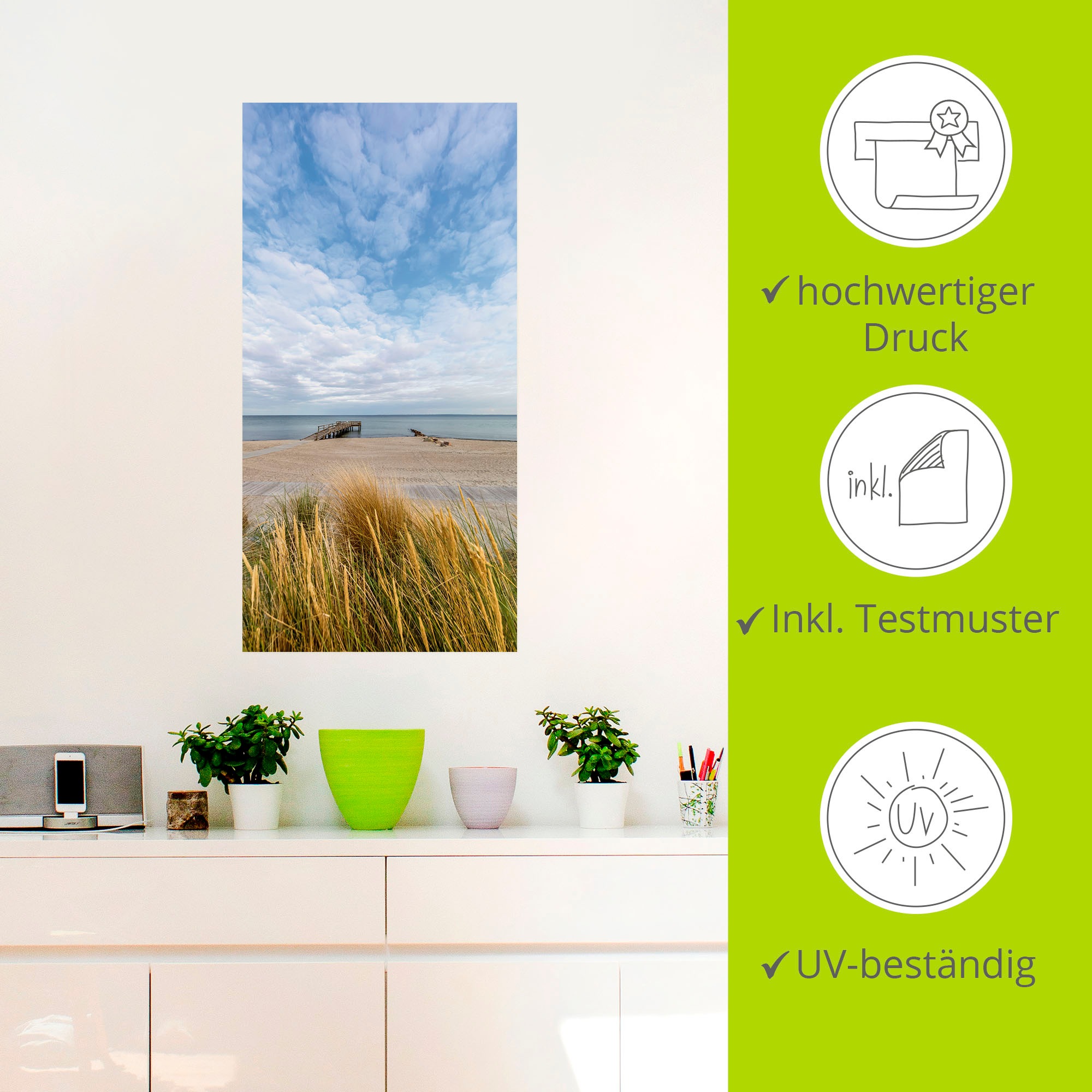 Artland Wandbild »Rettin Strandidylle an der Ostsee«, Gewässer, (1 St.), als Leinwandbild, Wandaufkleber in verschied. Größen