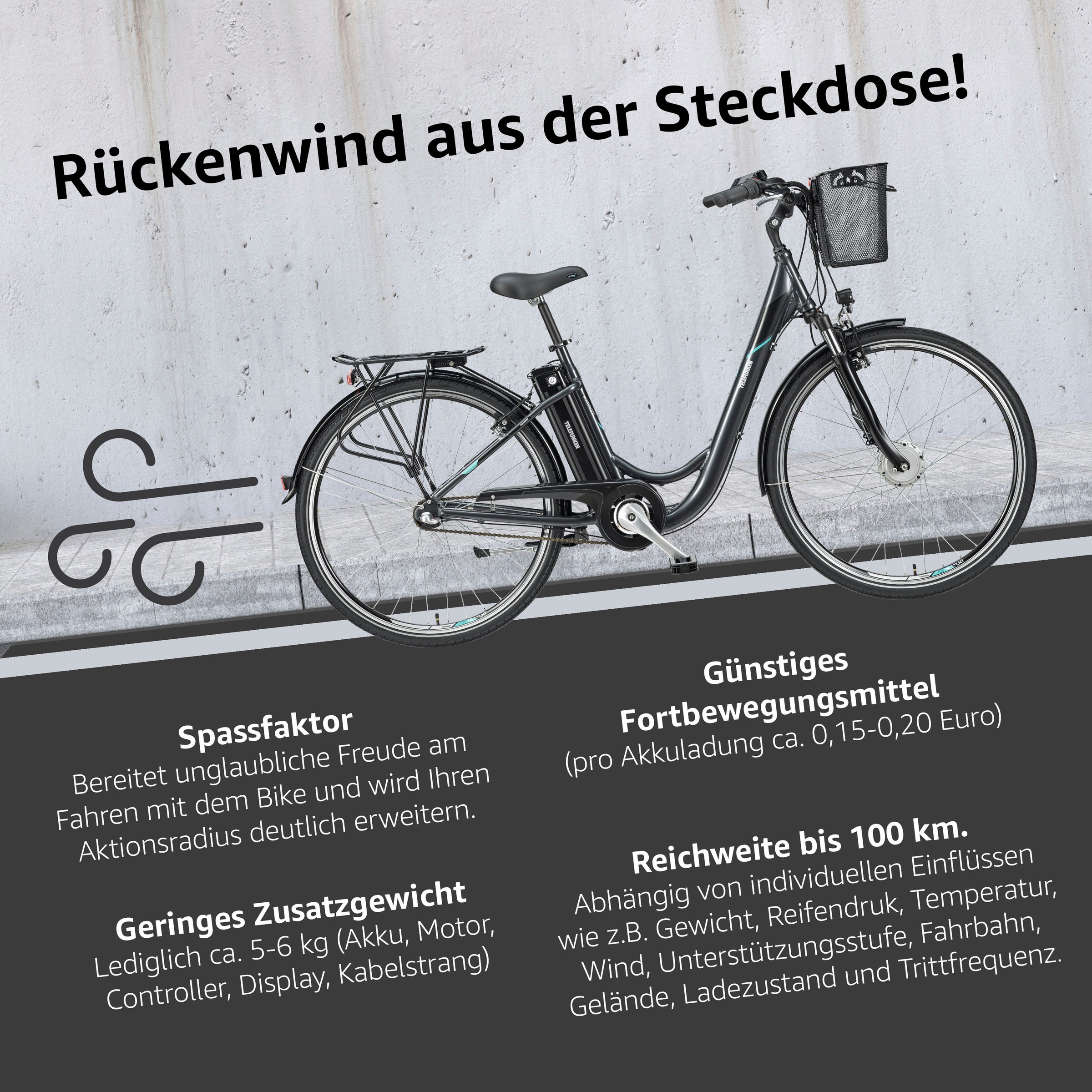 Telefunken E-Bike »Multitalent RC830«, 3 Gang, Shimano, Nexus, Frontmotor 250 W, mit Fahrradkorb, ebike Damen, Pedelec