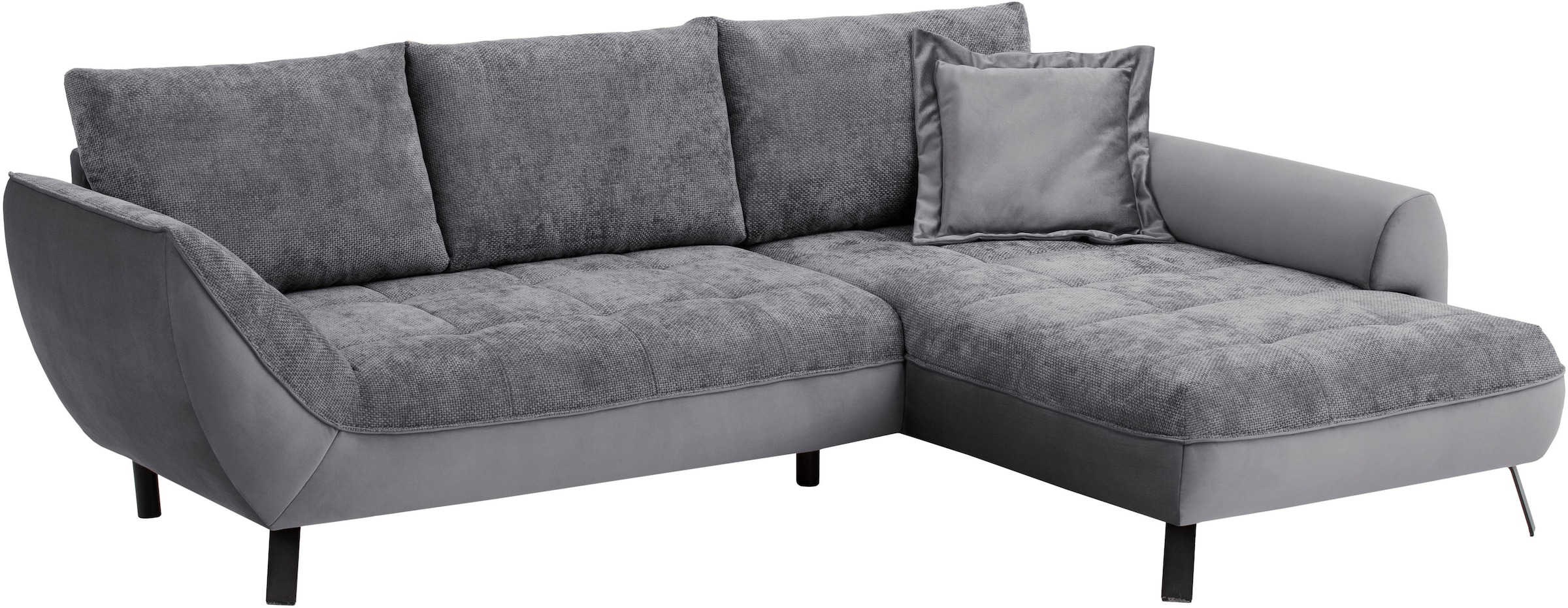 exxpo - sofa fashion Ecksofa »Bellinii, Materialmix, Strukturbezug und pflegeleichter Microvelours«, bequem und modern, Materialmix, L-Form