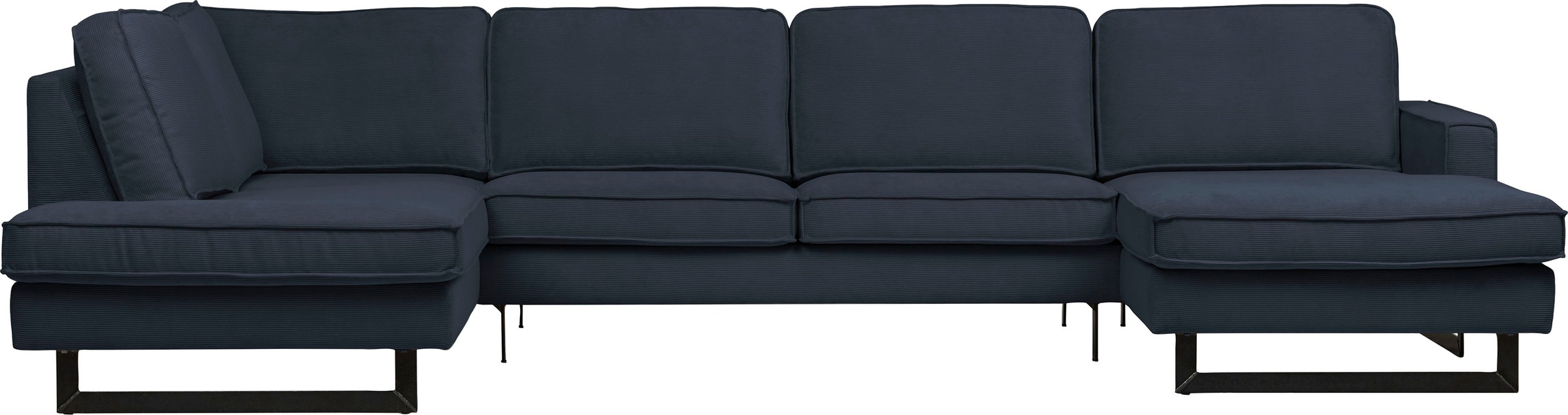 Places of Style Wohnlandschaft »Pinto, 350 cm, U-Form, XXL, mit Ottomanen«, Cord, Chenille, Lederoptik, mit Keder, Metallfüße, Wellenunterfederung