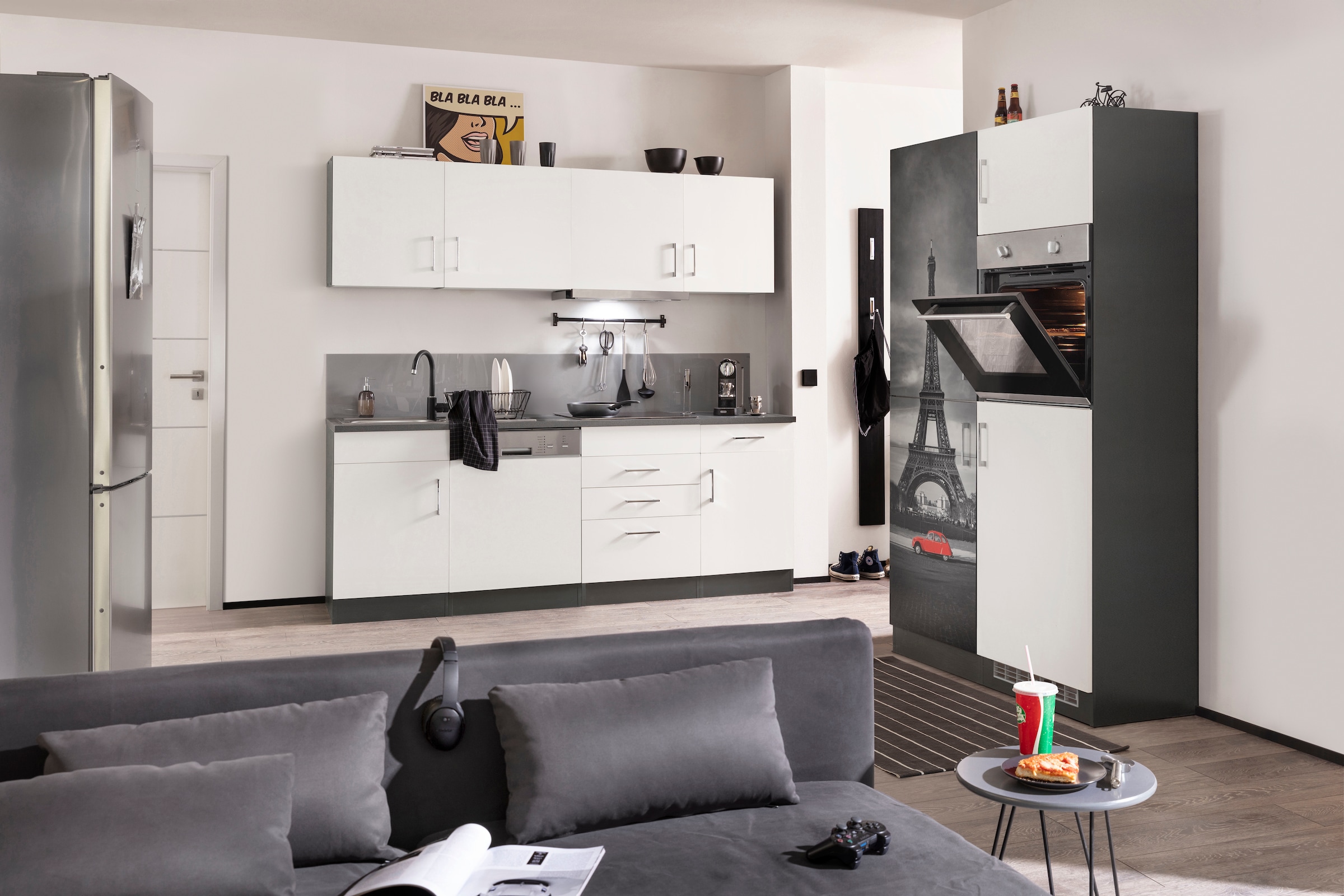 HELD MÖBEL Küchenzeile »Paris«, mit E-Geräten, Breite 340 cm, wahlweise mit Induktionskochfeld