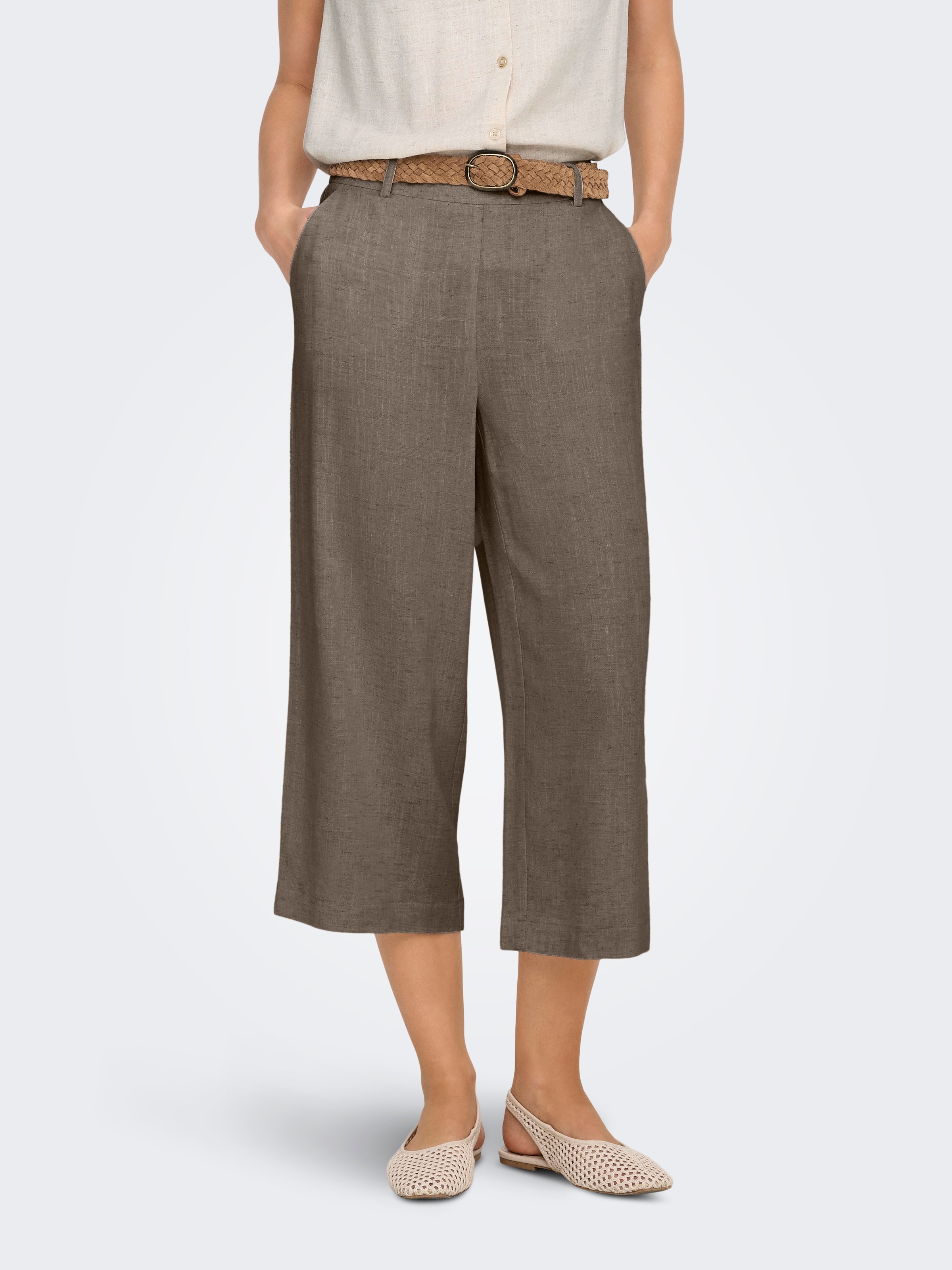 ONLY Culotte »ONLSIESTA HW LIN BL CLEAN CULOT PNT NOOS«  mit Leinen