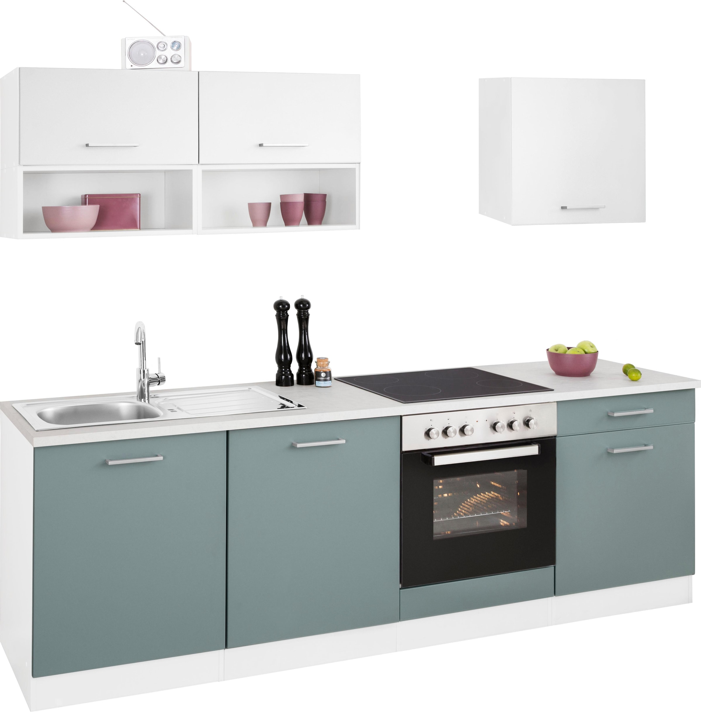 HELD MÖBEL Küchenzeile »Visby«, ohne E-Geräte, Breite 240 cm für  Geschirrspülmaschine auf Raten bestellen | Hängeschränke