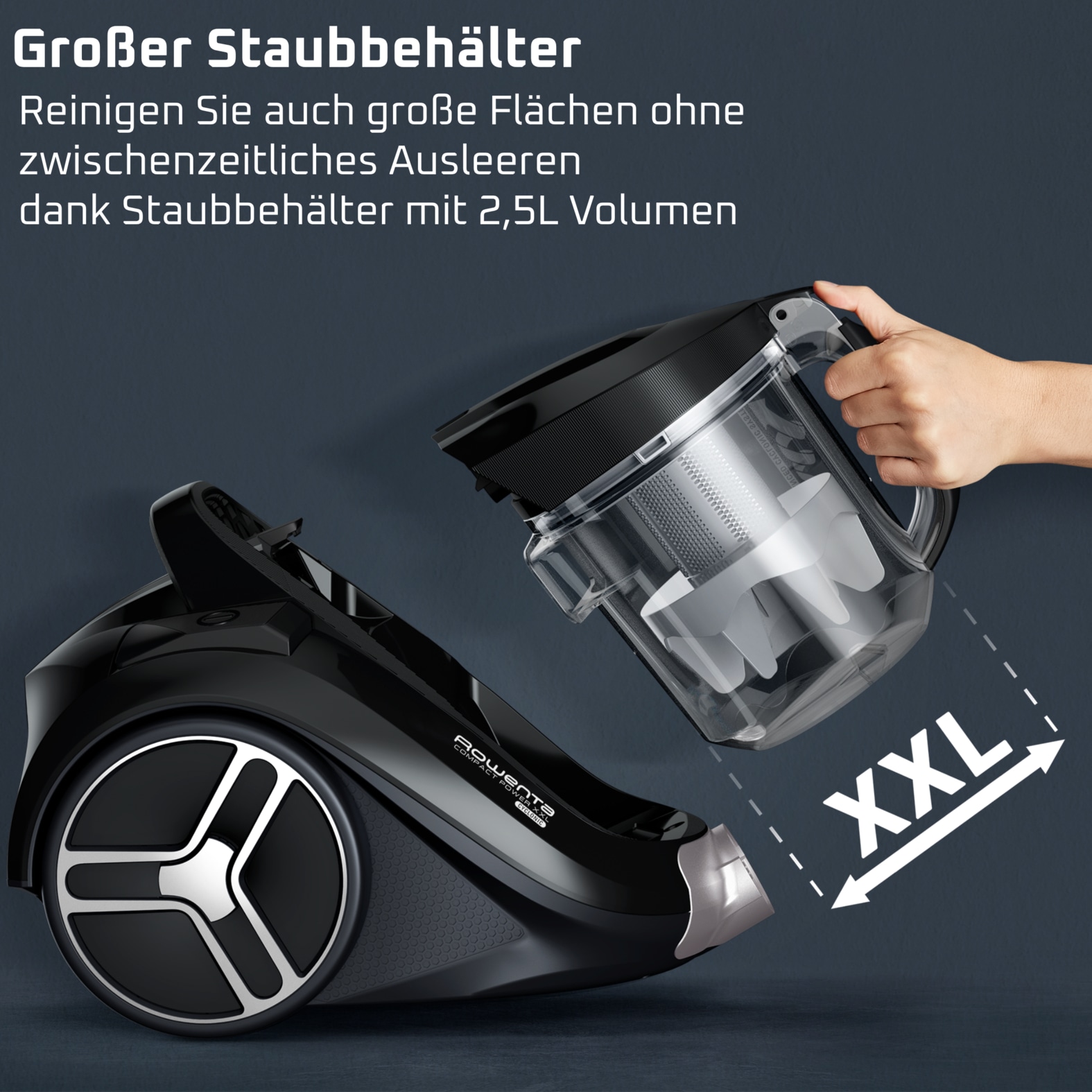 Rowenta Bodenstaubsauger »RO4B50 Compact Power XXL Animal« 900 W beutellos hohe Saugleistung, leicht & kompakt, Staubbehältervolumen 2,5 Liter