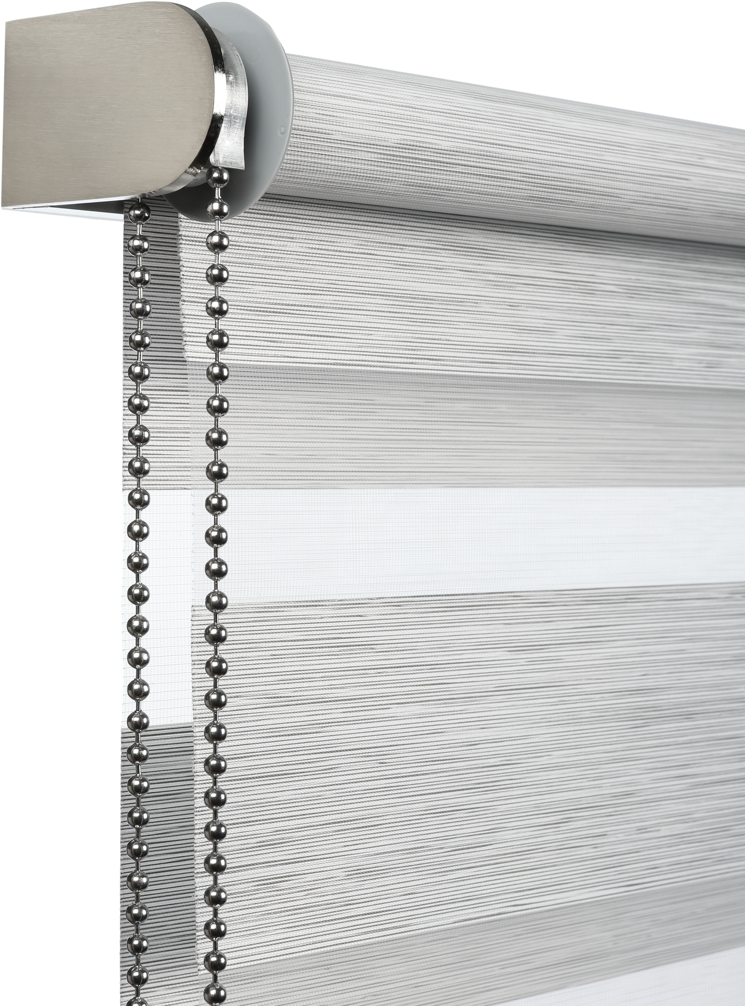 GARDINIA Doppelrollo »de luxe«, halbtransparent, Sichtschutz, mit Bohren/ohne Bohren, freihängend, hochwertiges Gesamtkonzept mit silbernen Metallkomponenten