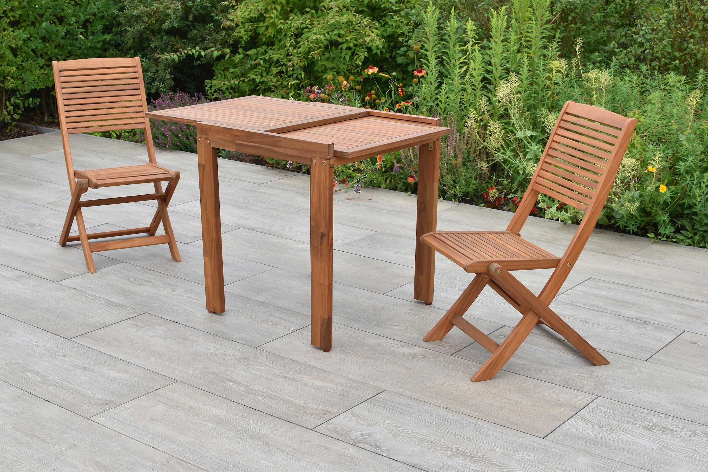 MERXX Balkonset »Bali« Set, 5 tlg. inkl. 2 Klappstühle, 2 Sitzkissen, 1 Balkonausziehtisch