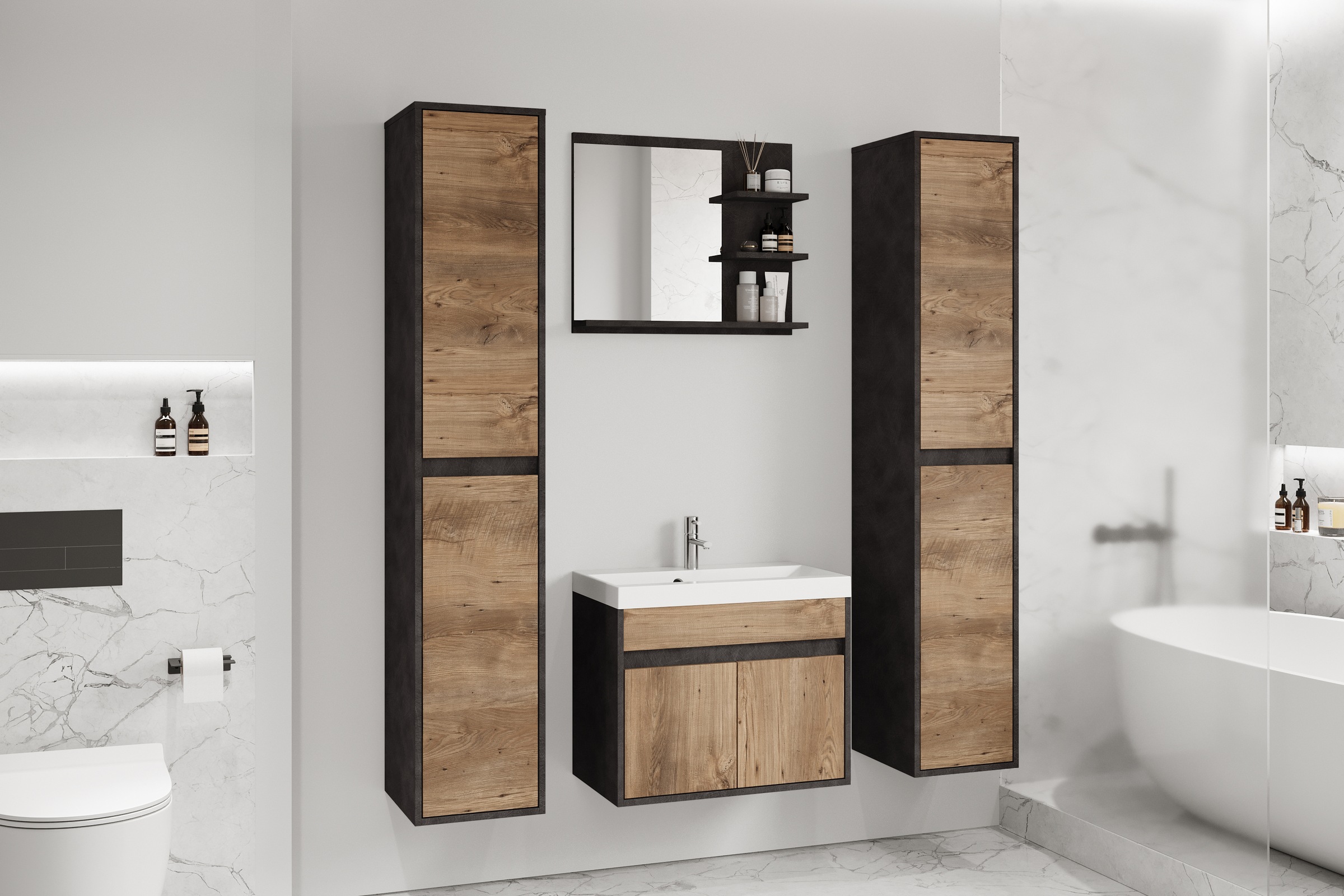 welltime Badmöbel-Set Komplett-Set, 4 Stk. tlg. günstig online kaufen