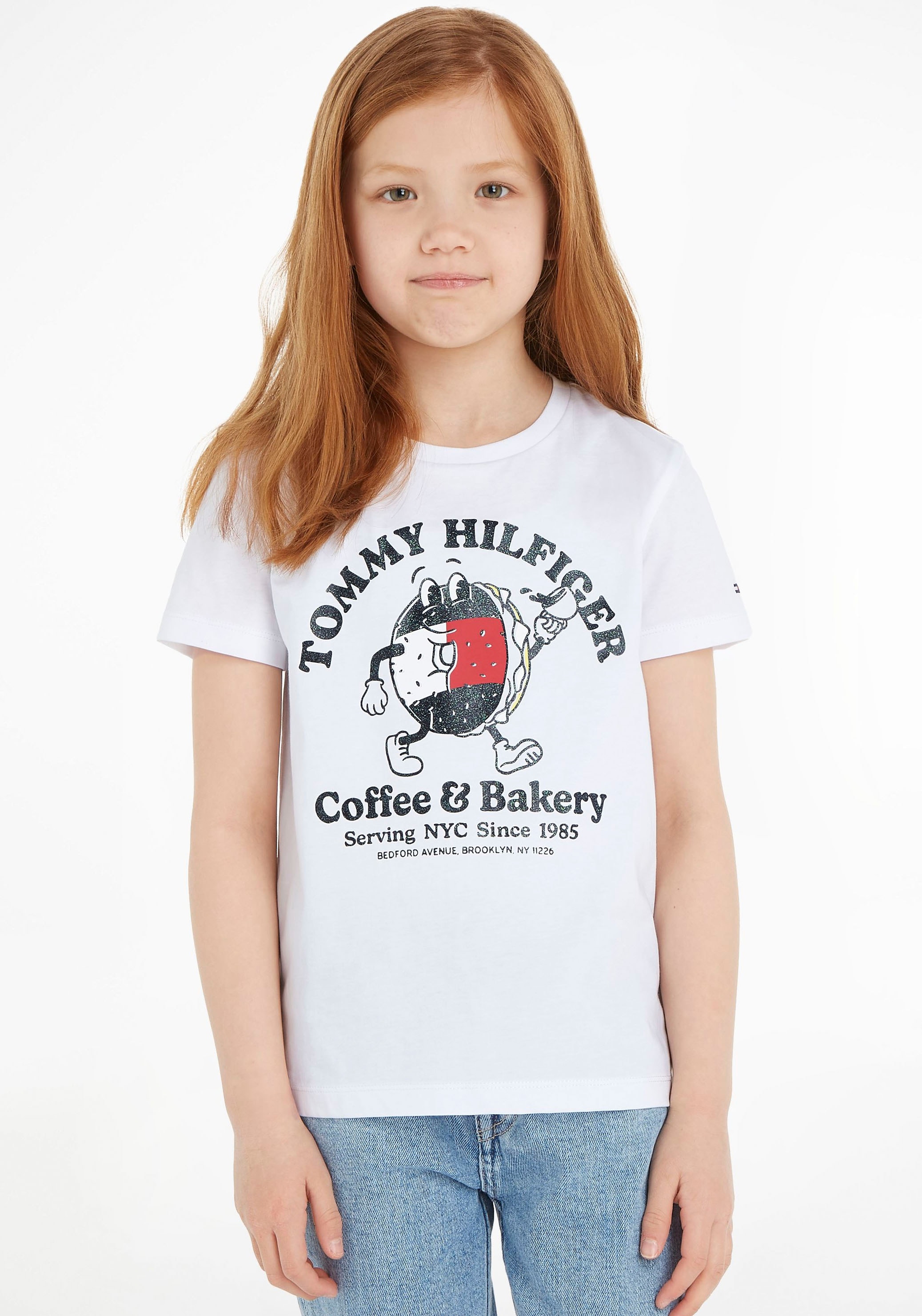 »TOMMY BAGELS TEE Hilfiger großem mit S/S«, Druck T-Shirt kaufen Tommy