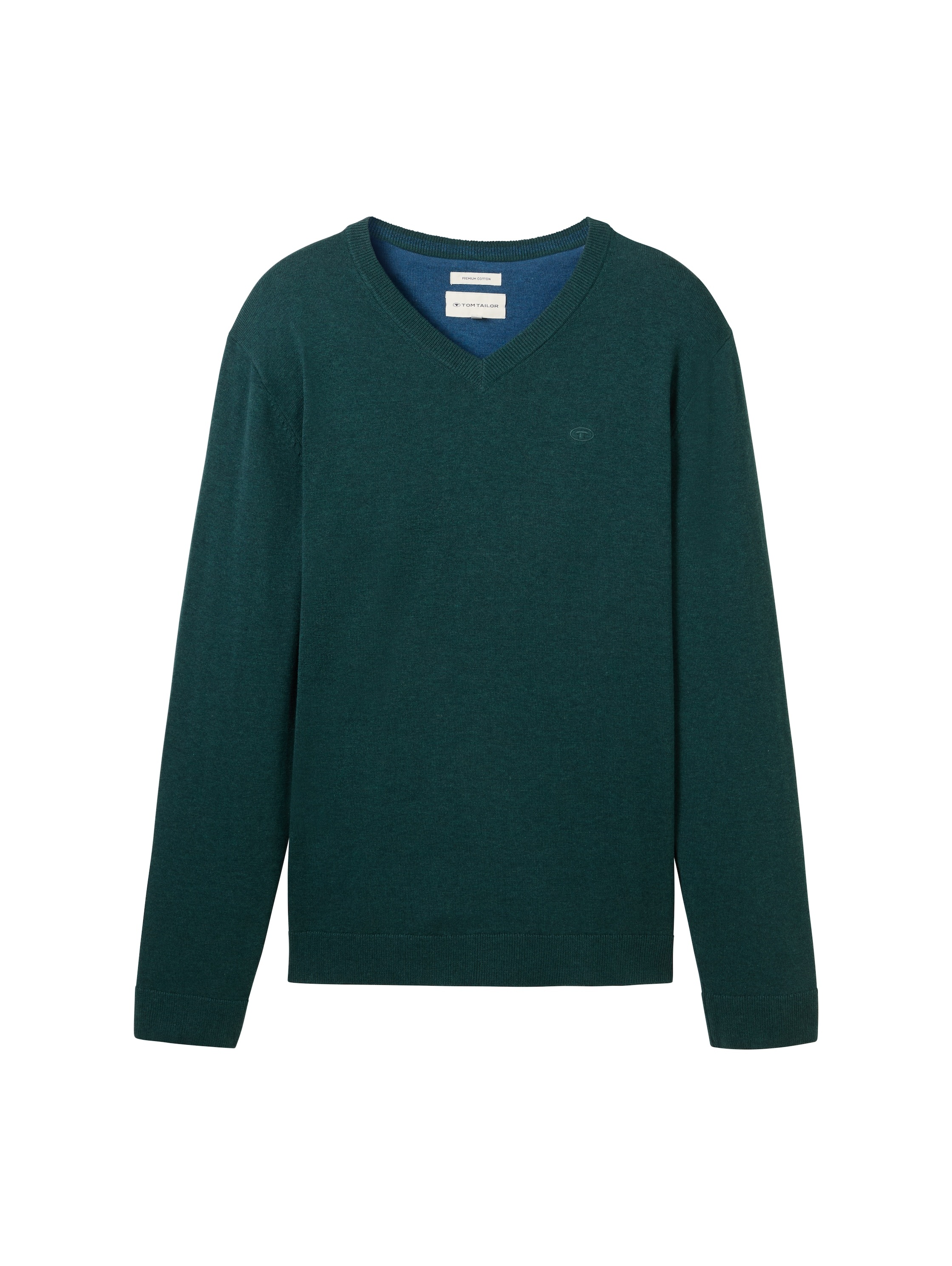 TOM TAILOR V-Ausschnitt-Pullover, mit kleiner Logo-Stickerei