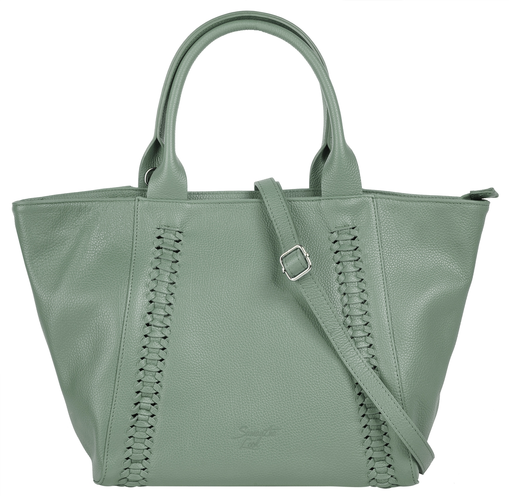 Shopper, echt Leder, Made in Italy, Gr. B/H/T: 32 cm x 22 cm x 9 cm onesize, grün