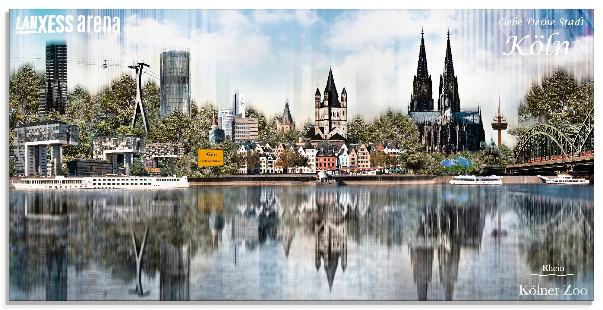 Artland Glasbild »Köln Skyline Abstrakte Collage 20«, Deutschland, (1 St.), in verschiedenen Größen