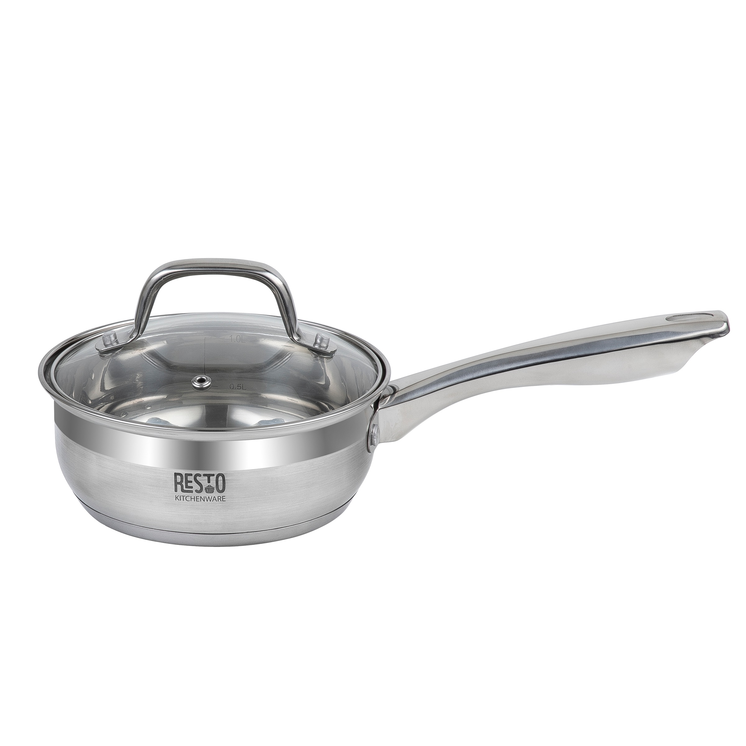 RESTO Kitchenware Topf-Set »LIBRA, spülmaschinengeeignet« Set, 1x Soßentopf Ø 16 cm m. Deckel, 4x Kochtopf Ø 18/20/22/24 cm m. Deckel, 10 tlg. Edelstahl 18/10
