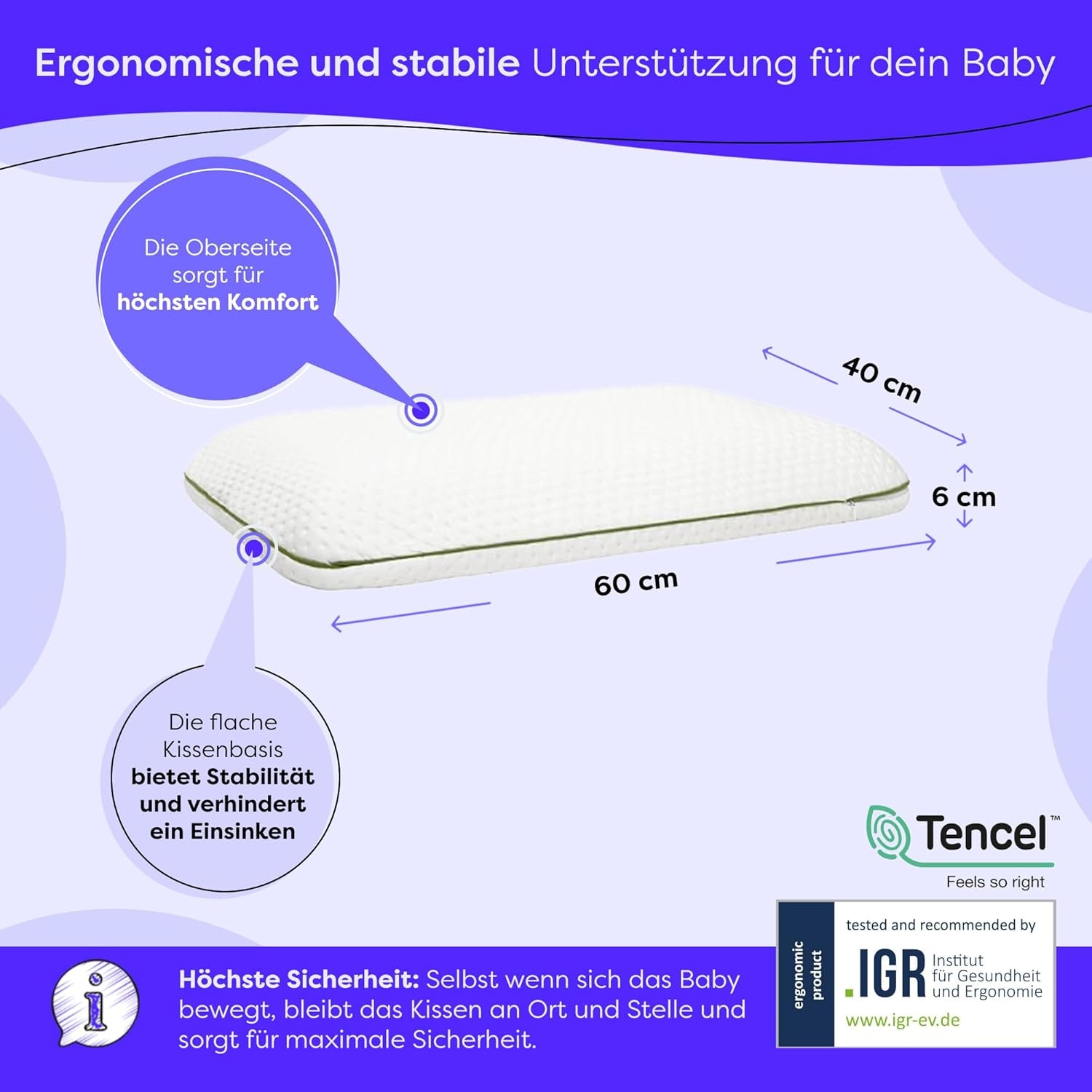 Wolkenfeld Babykissen »Eron Kinderkissen« Weiches und Atmungsaktives Kinderkopfkissen - Natürliches Memory Foam