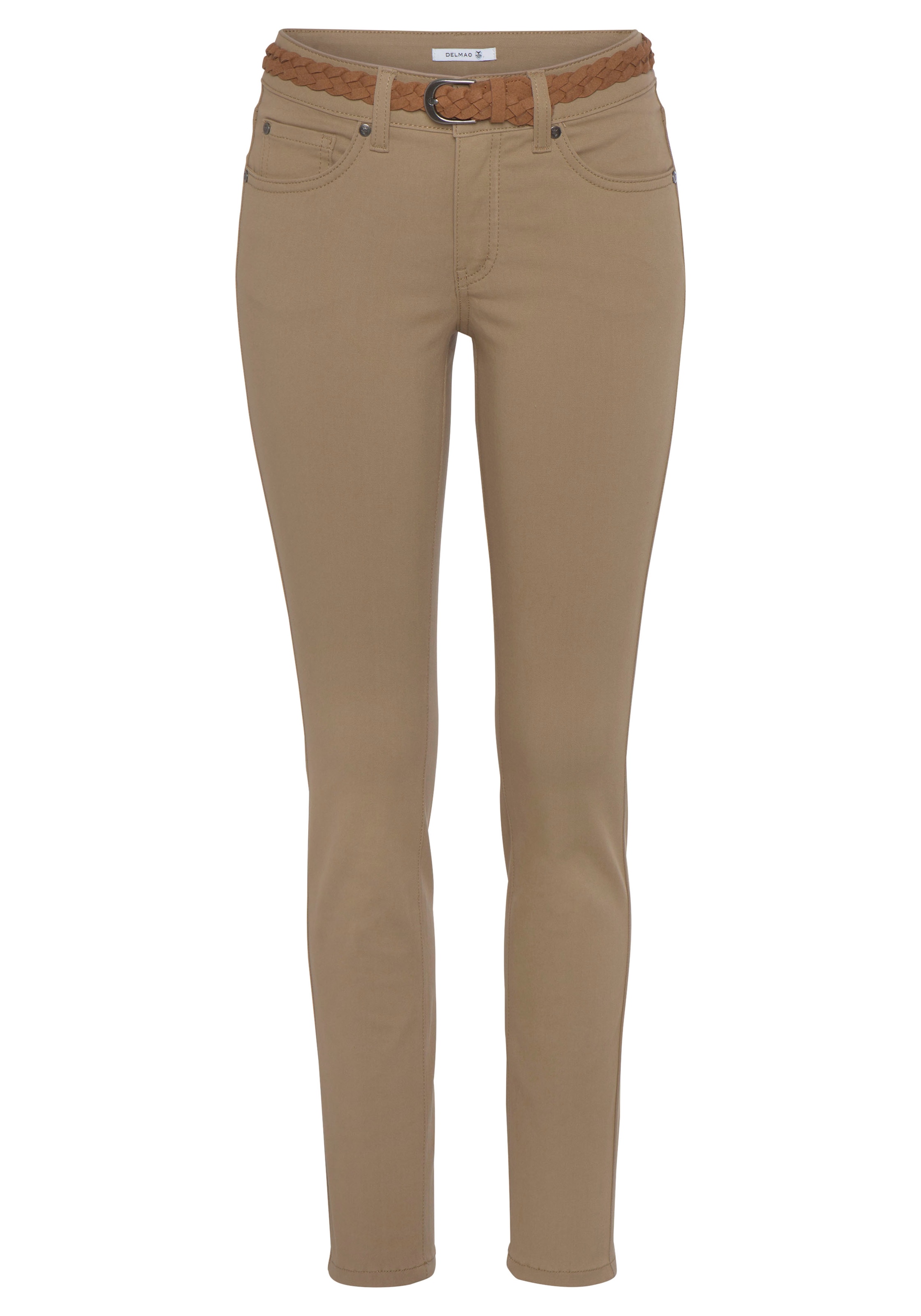 DELMAO Slim-fit-Jeans, (Set, 2 tlg., mit Gürtel), mit modischem Flechtgürtel