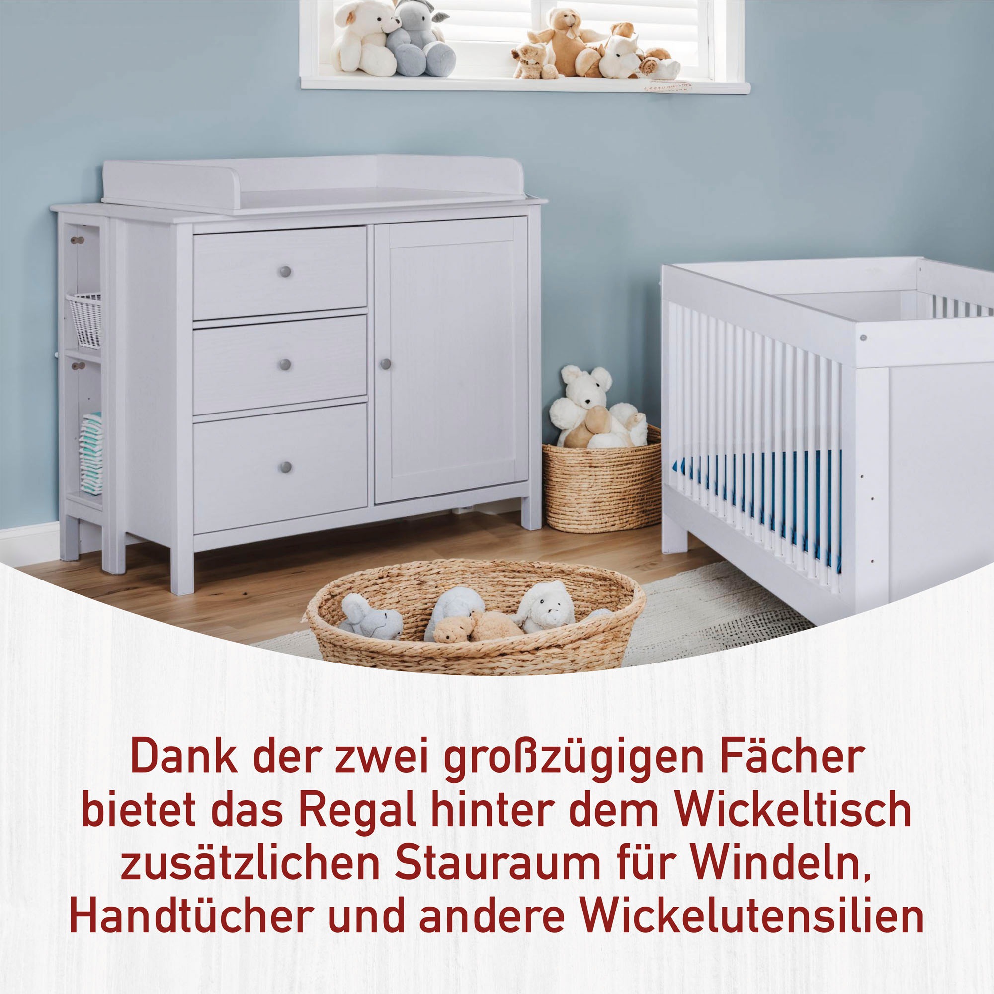 Inter Link Stauraumregal »Pinora, Kiefer Massivholz, Weiss, 32 x 42,5 x 96 cm« 1 Stk. tlg. Platzsparend, ideal für Wickeltisch, 2 Fächer, moderner Skandi Look