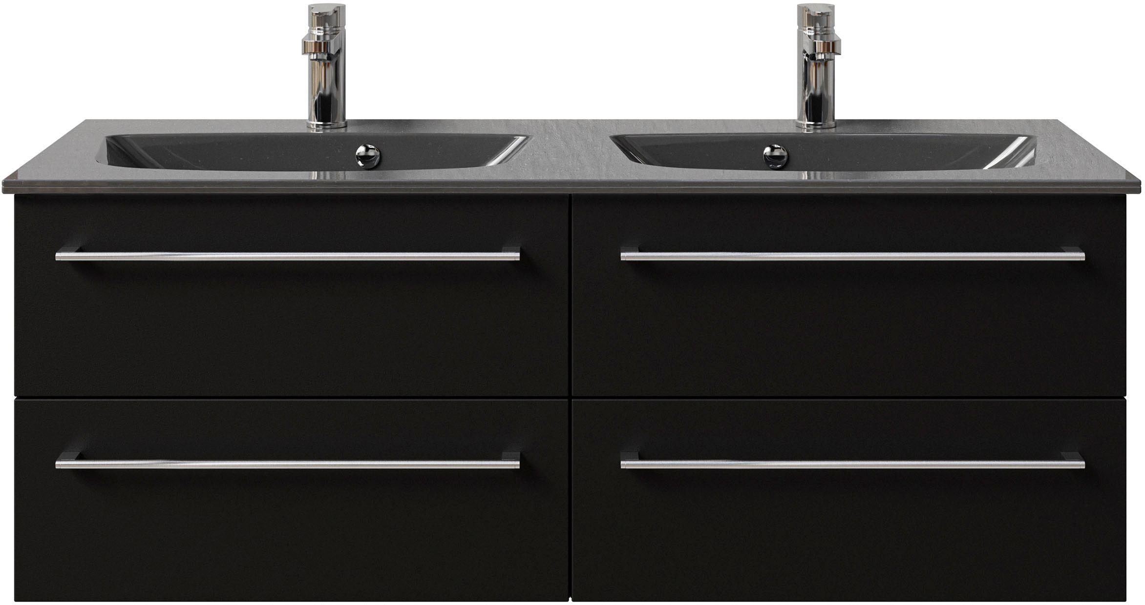 Saphir Waschtisch »Serie 6025 Mineralmarmor-Waschtisch mit Unterschrank, 132 cm breit«, Doppel-Waschplatz mit 4 Schubladen, hängend, verschiedene Ausführungen