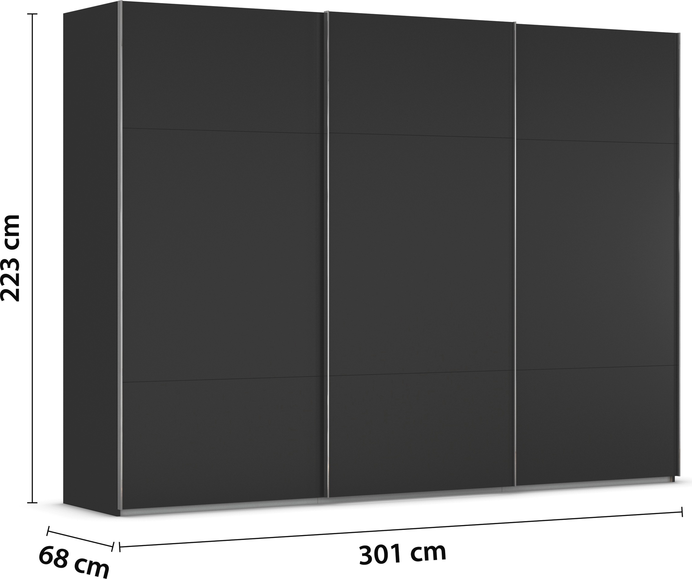 rauch Schwebetürenschrank »Kleiderschrank Schrank Garderobe Schlafzimmerschrank CONTIDO«, (in 3 verschiedenen Ausstattungen BASIC/CLASSIC/PREMIUM), aus hochwertigem Material in 6 Breiten 2 Griff-Farben MADE IN GERMANY