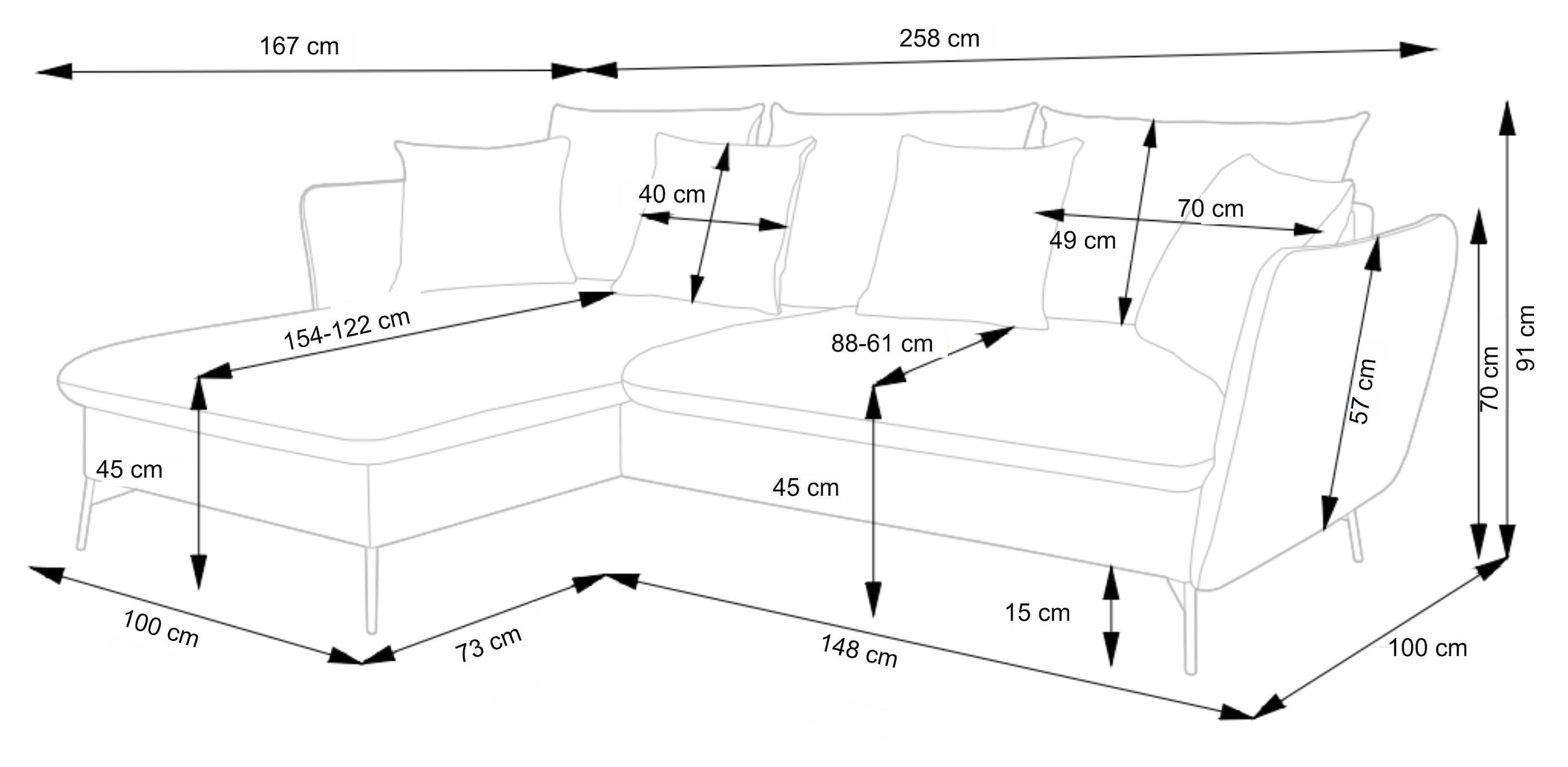 OTTO home Ecksofa »MERLE, 258 cm, L-Form, traumhafter Cord,« mit Bettfunktion und Bettkasten, Liegefläche 224 x 139