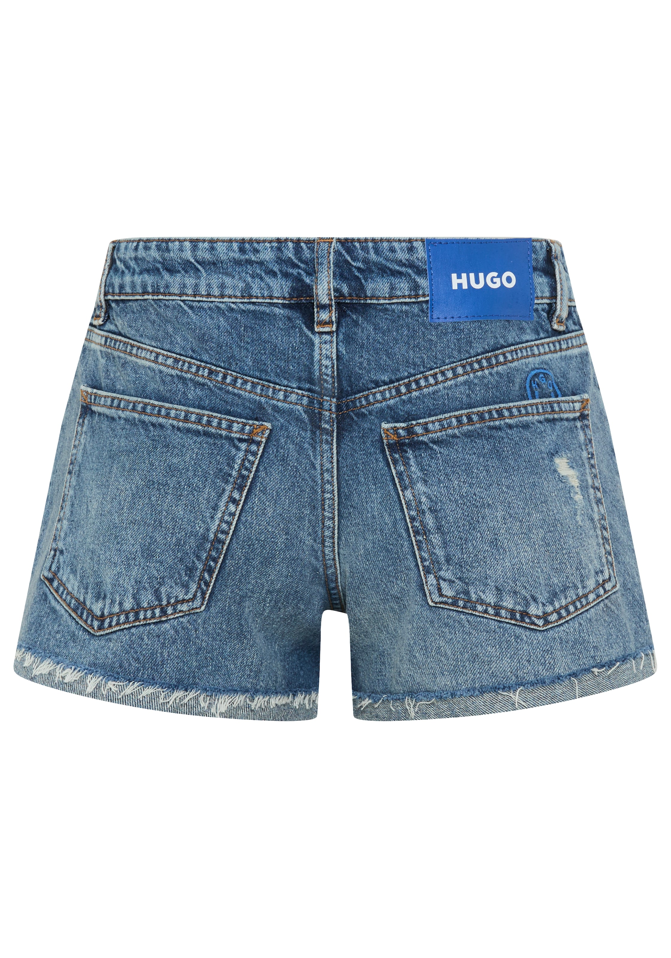HUGO Blue Jeansshorts »Galimon« Mid Rise, geschnittener Saum