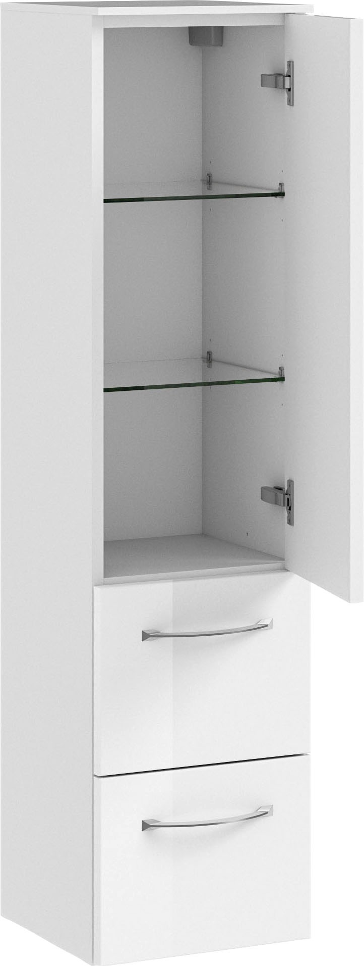 Saphir Badmöbel-Set »6005 Sprint 4-teilig, Keramik-Waschtisch mit LED-Spiegelschrank«, (5 St.), Unterschrank, Midischrank, inkl. Türdämpfer, 5 Türen, 5 Schubladen