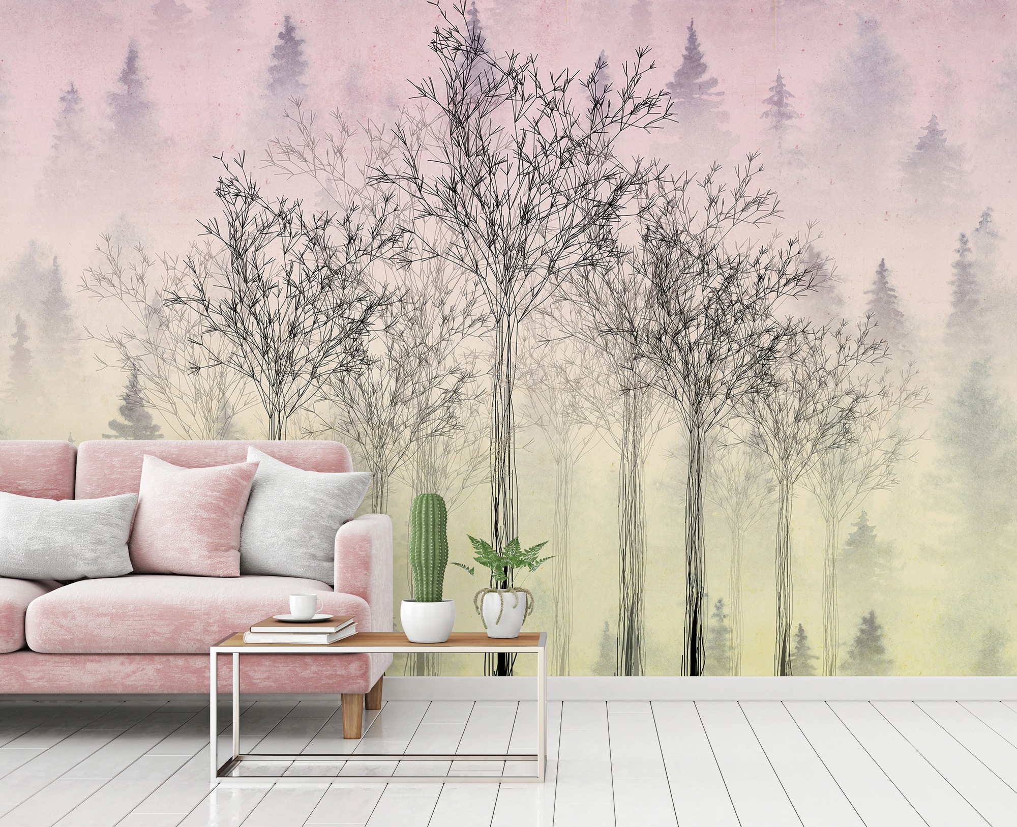 Architects Paper Fototapete »Atelier 47 Trees Artwork 2«, Wald, Vlies, Wand, Schräge, Decke