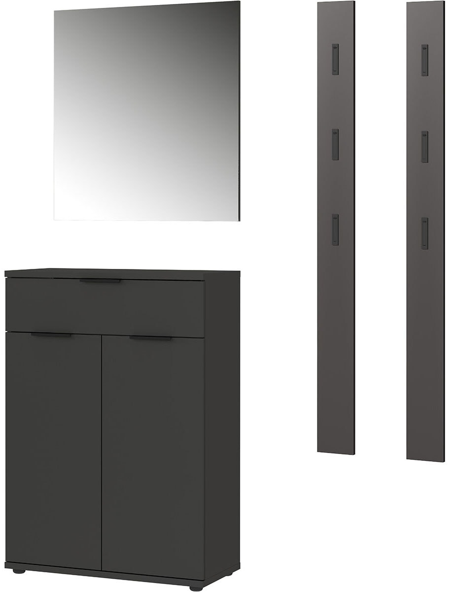 GERMANIA Garderoben-Set »Stanton«, (4 St.), Garderoben-Set bestehend aus 1 Schuhschrank, 1 Spiegel und 2 Paneele