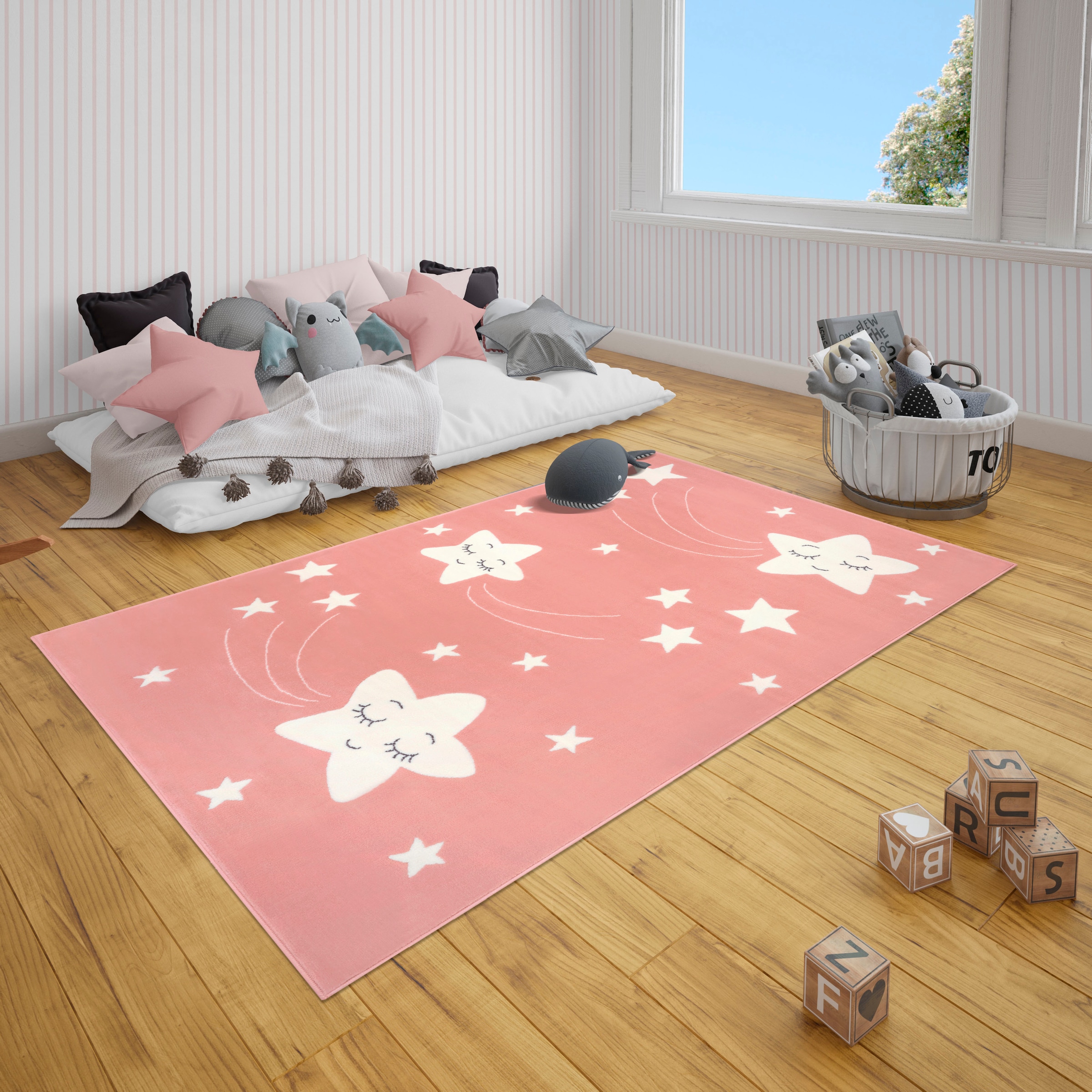 HANSE Home Kinderteppich »Stardust«, rechteckig, 9 mm Höhe, Sternenstaub, Kurzflor, Kinderzimmer, Strapazierfähig, Pflegeleicht