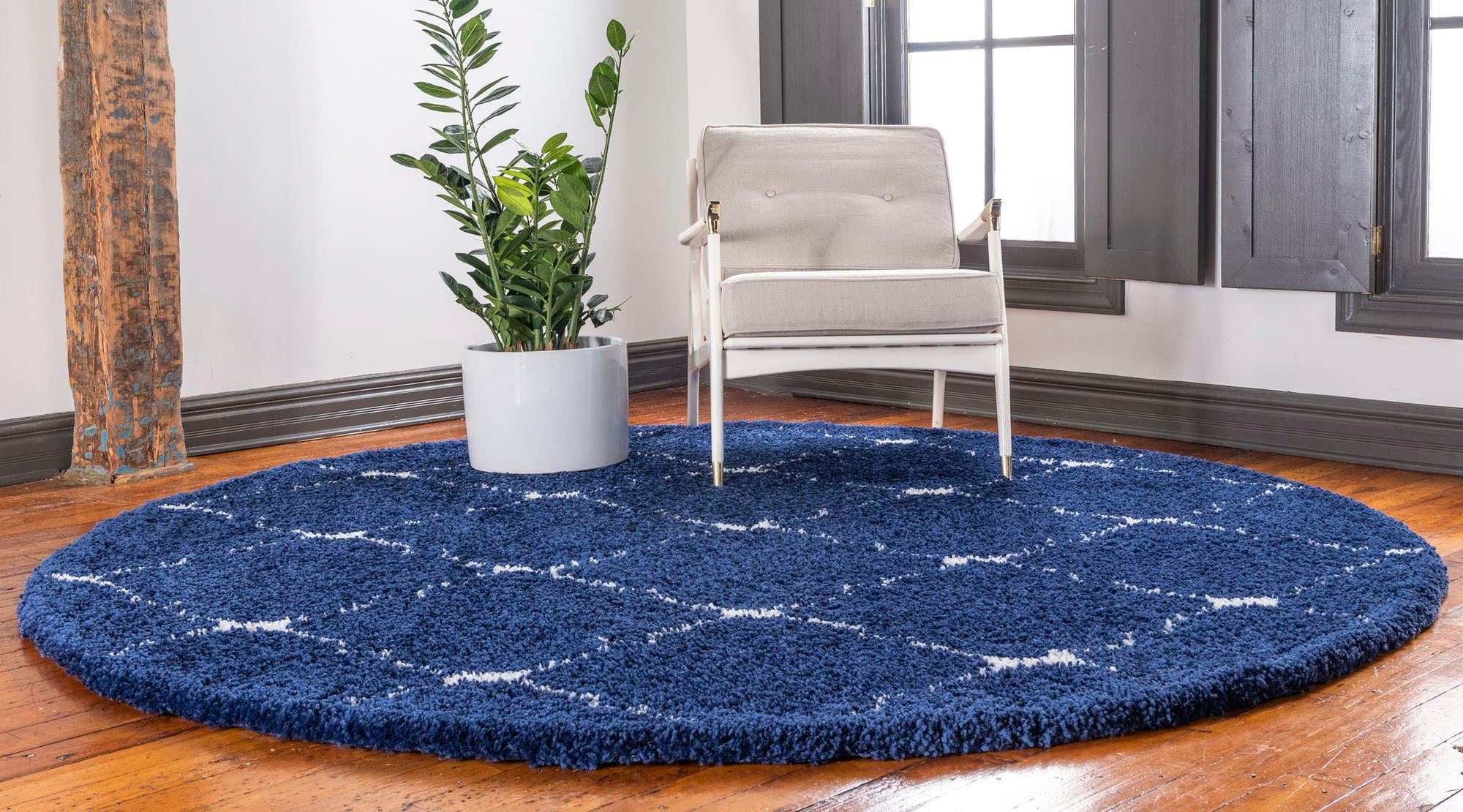 Myflair Möbel & Accessoires Hochflor-Teppich »Temara Shag Lagerräumung«, rund, 51 mm Höhe, gewebt, Rauten Design, weich & kuschelig