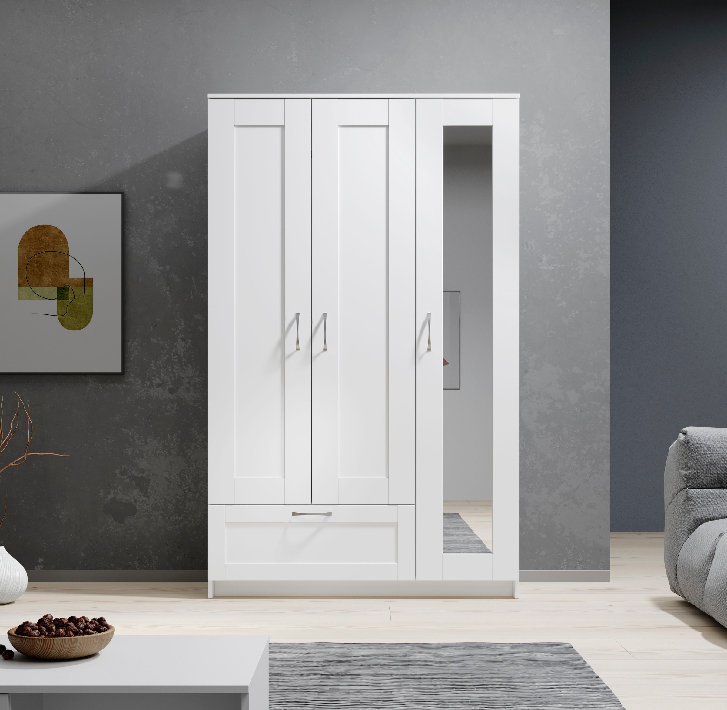 Schlafkontor Drehtürenschrank »Lepini, Kleiderschrank mit Spiegel und Schubkasten«, als 3- oder 4-türer erhältlich