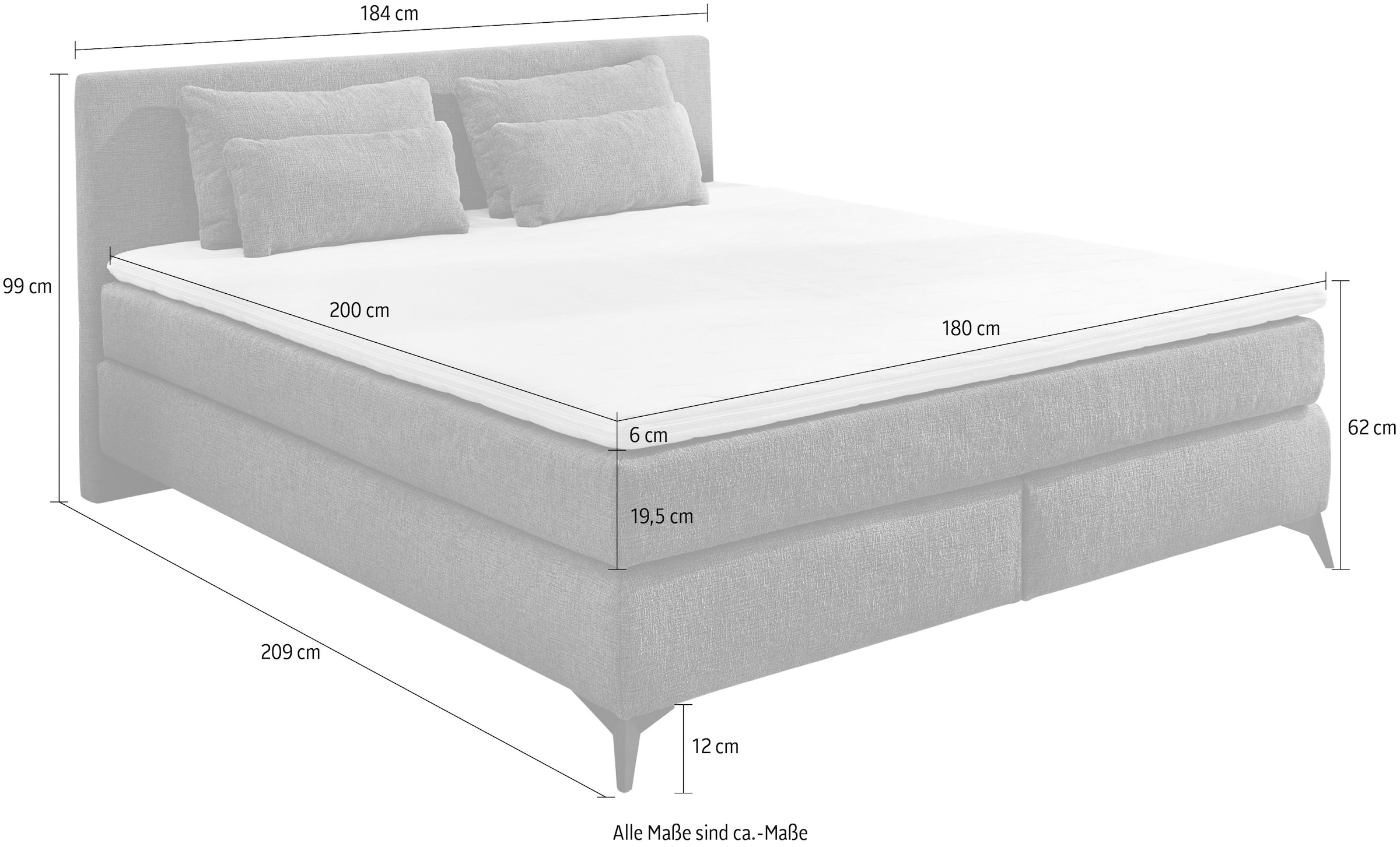 Jockenhöfer Gruppe Boxspringbett »Paulina, inkl. Topper und Kissen, Härtegrade wählbar«, 140x200 cm oder 180x200cm
