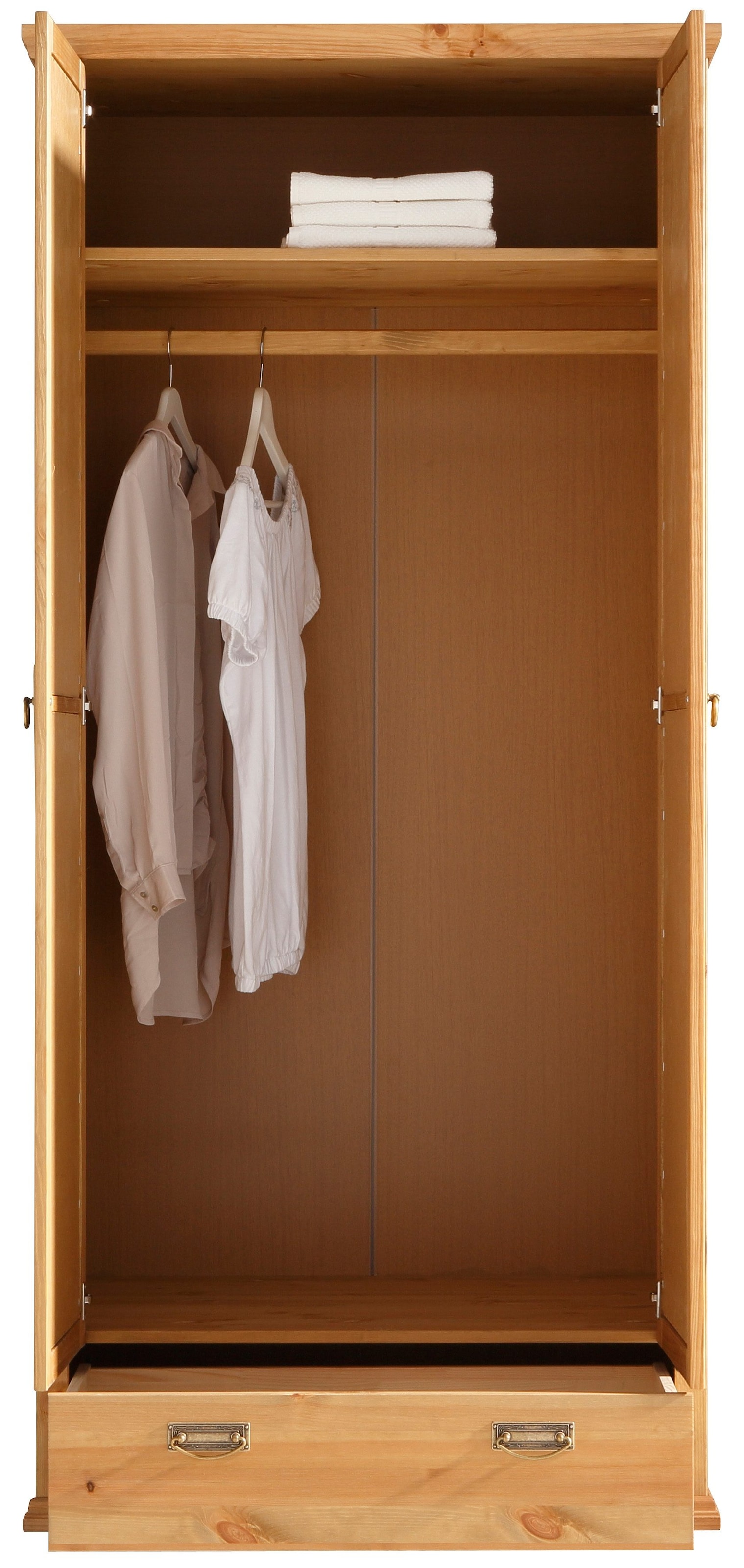 Home affaire Kleiderschrank »Madrid«, (3 Breiten: 90/164/245 cm H/T ca.190/59 cm), aus massiver Kiefer, in 3 Breiten mit Spiegeltüren