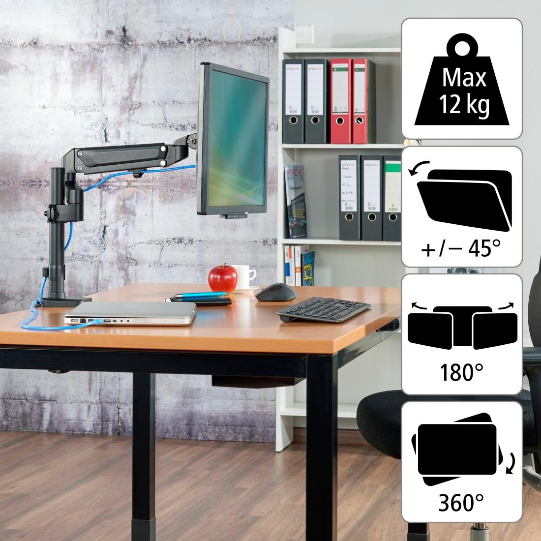 Hama Monitor-Halterung »Bildschirm Halterung, höhenverstellbar mit Gasfeder, 13-35" Monitorarm«, bis 89 cm Zoll