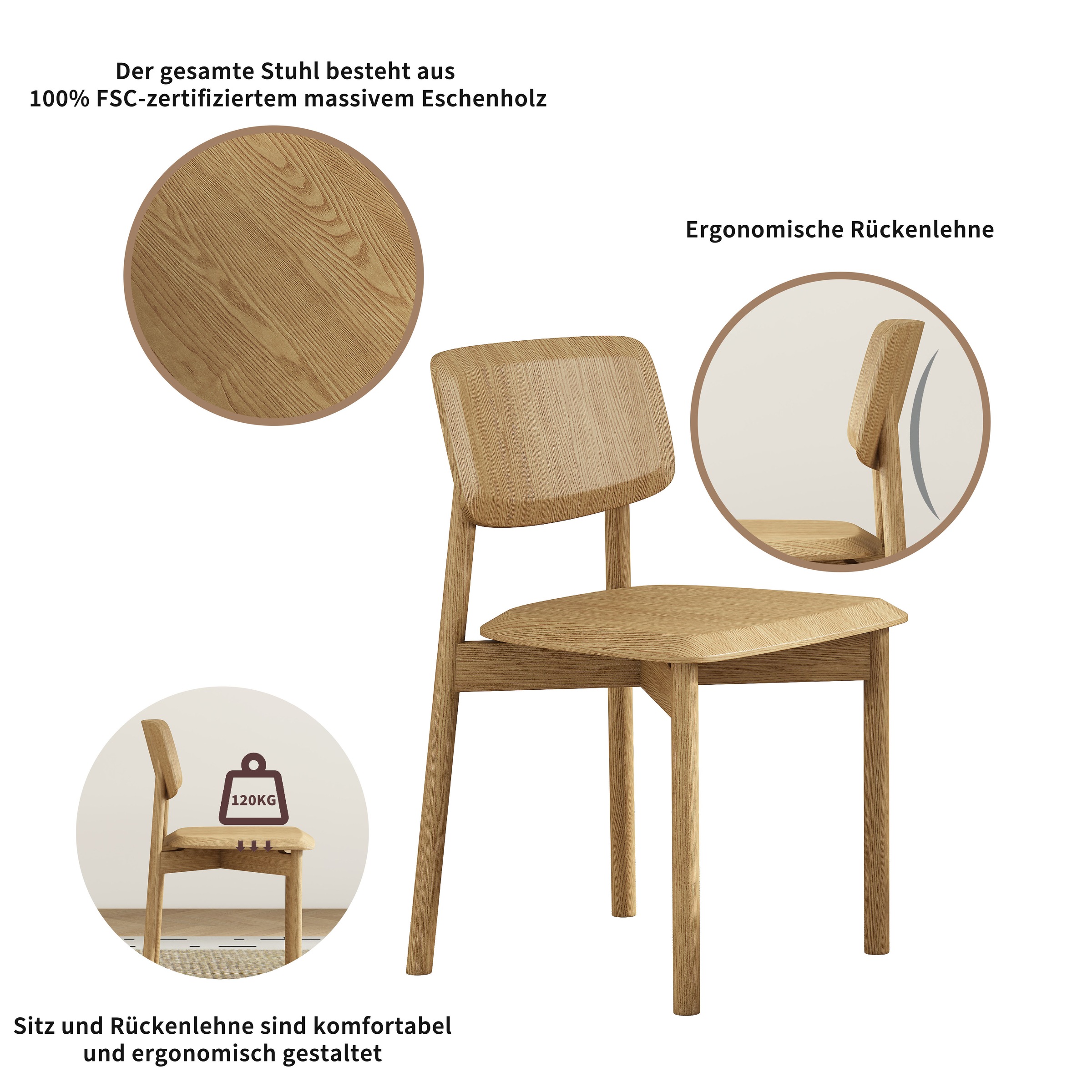 OTTO home Esszimmerstuhl »Grelia« (Set) 2 Stk.natürliche warme Eichenoptik, in zwei Farben, Sitzhöhe 46 cm