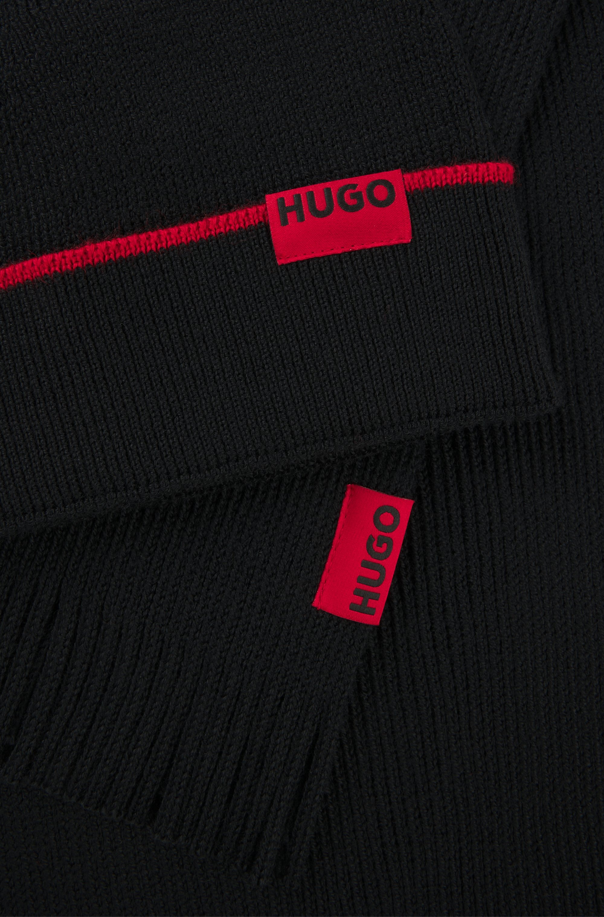 HUGO Schal »Zaschel Set«, aus Schurwollmix