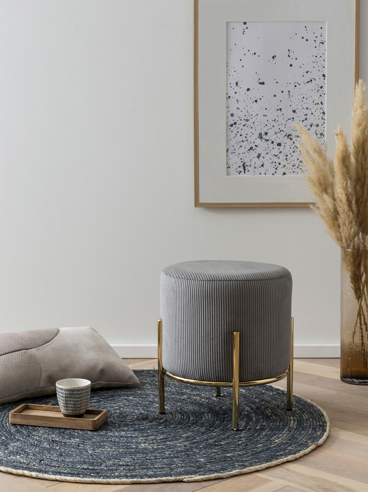 SalesFever Polsterhocker, mit Design-Gestell aus goldfarbenem Metall günstig online kaufen