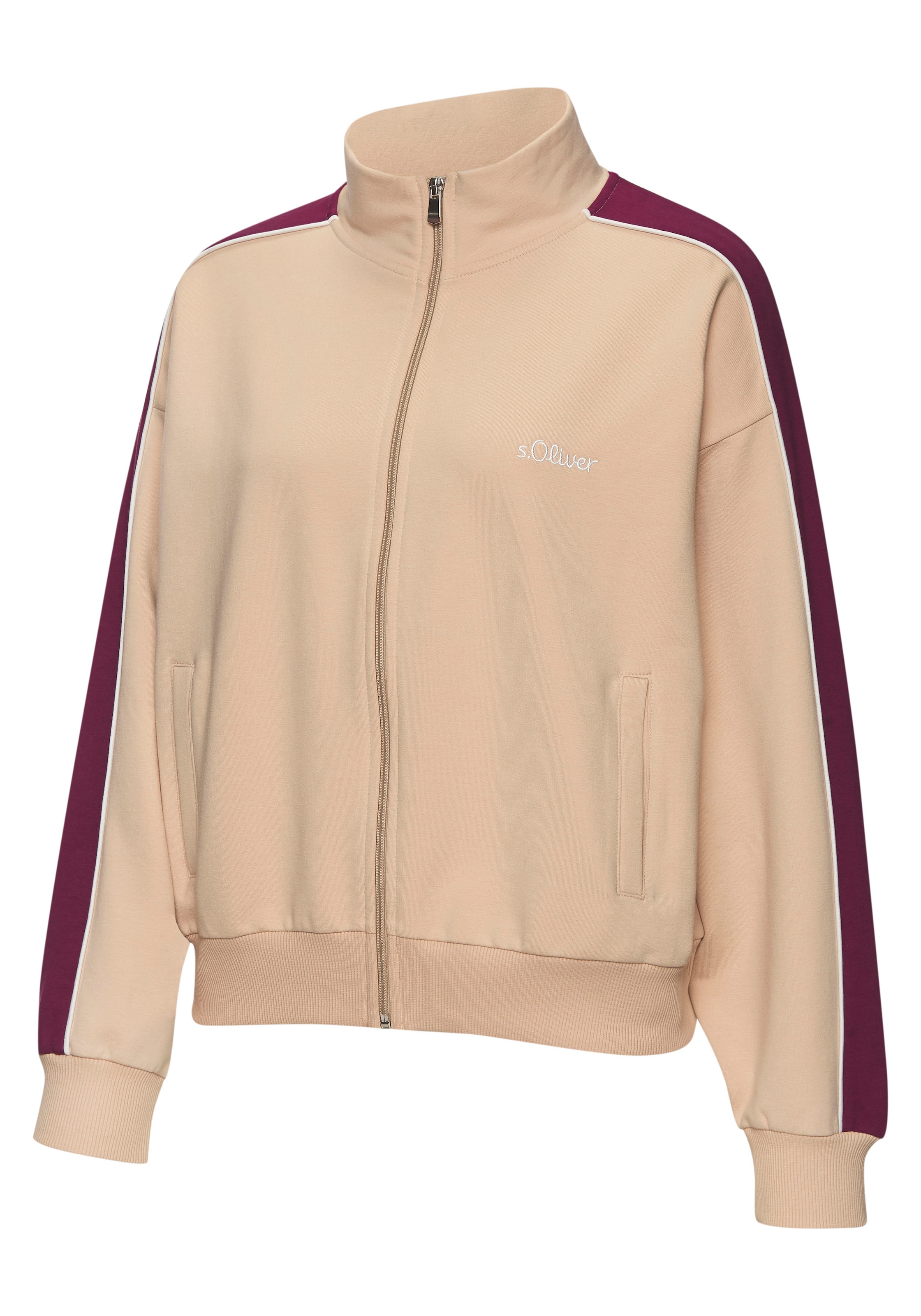s.Oliver Sweatjacke, mit Reißverschluss und Kontrast Einsätzen, Loungewear