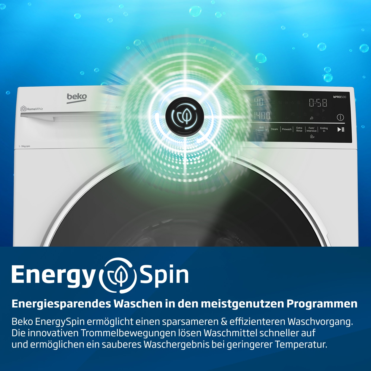 BEKO Waschmaschine »BM3WFU4741N«, 7 kg, 1400 U/min, Waschen mit EnergySpin: Bis zu 35 % Energie sparen – nicht nur in Eco