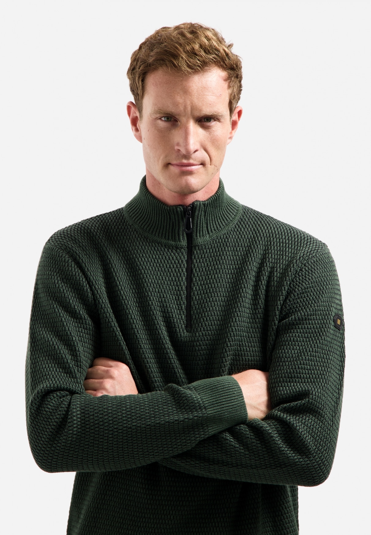 NO EXCESS Stehkragenpullover »No Excess Melierter Half-Zip-Sweater«