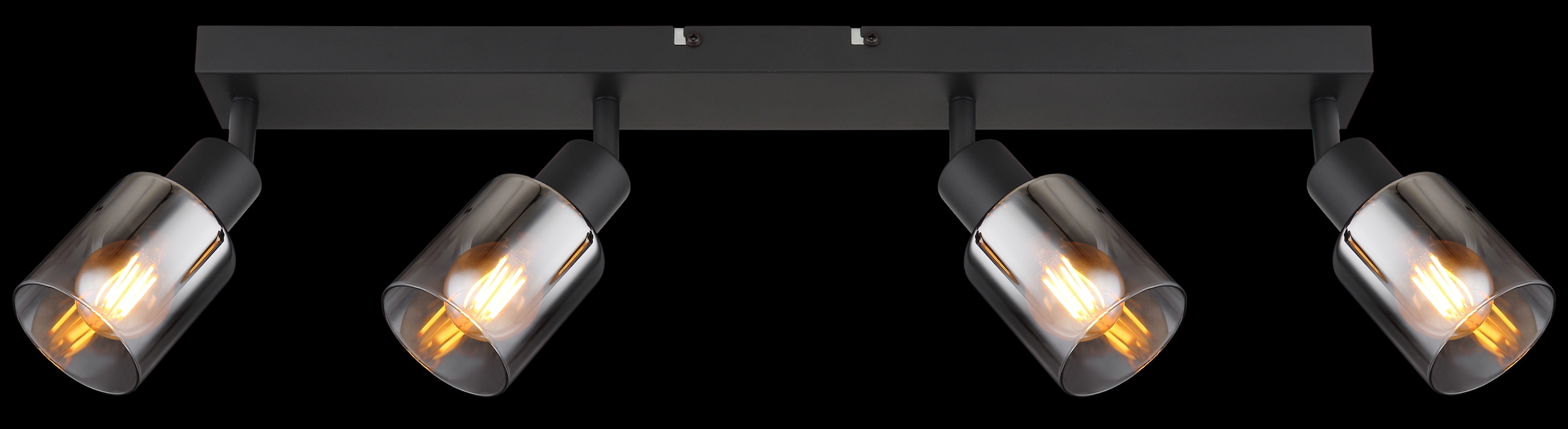 GLOBO LIGHTING Deckenstrahler »HUBERTUS«, Leuchtmittel E14 | ohne Leuchtmittel, Deckenspot/schwarz/Glas rauchfarben/Flur/Wohnzimmer