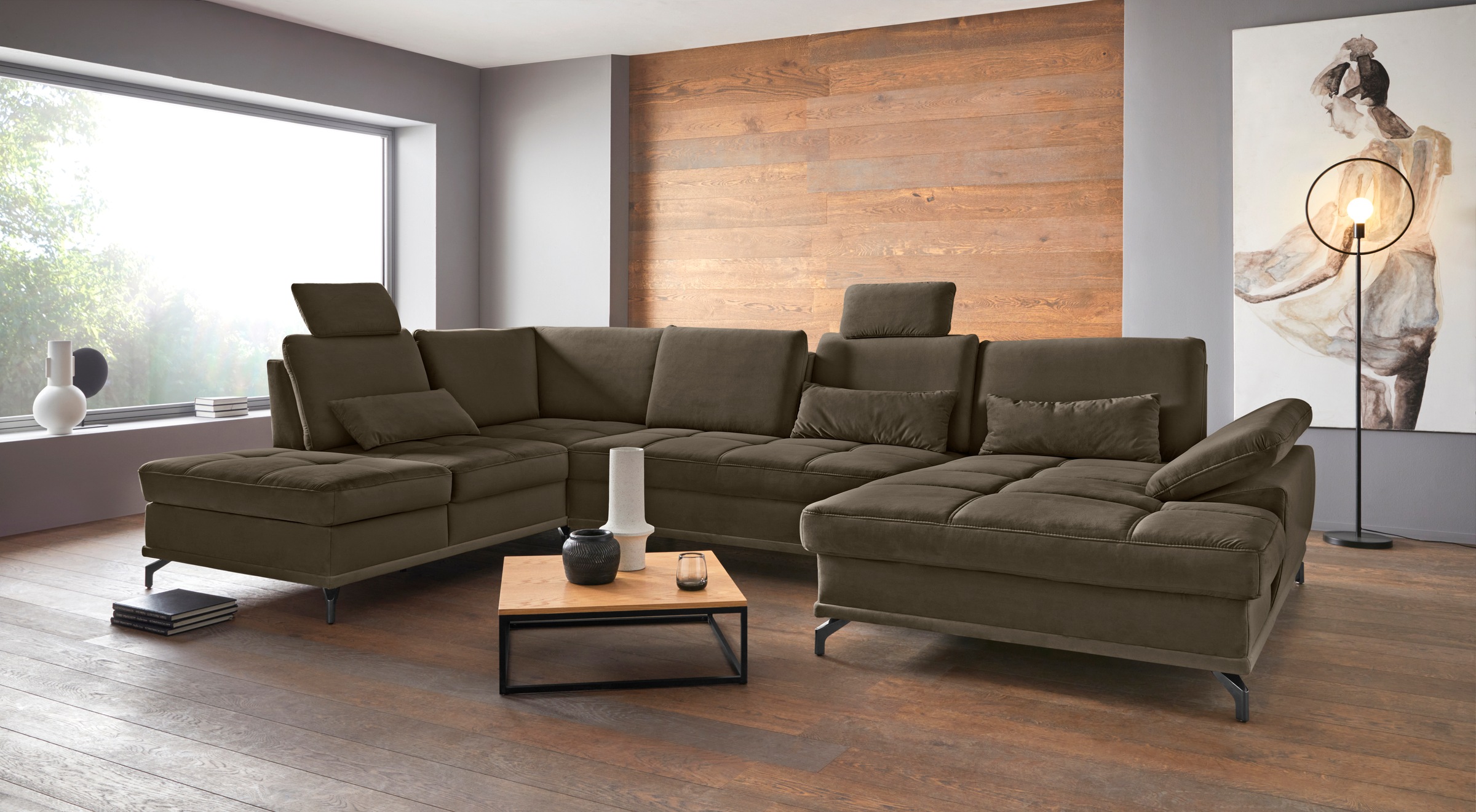 Places of Style Wohnlandschaft »Costello U-Form, mit Sitztiefenverstellung, günstig online kaufen