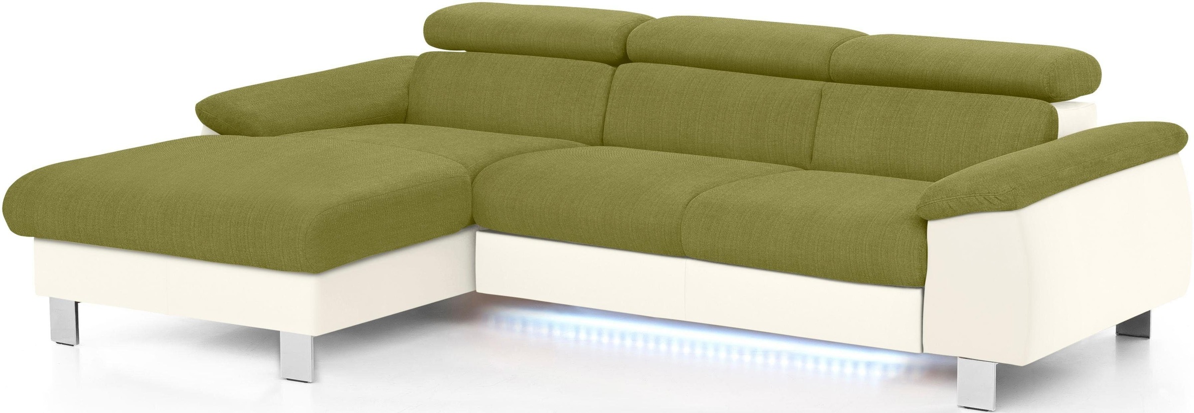 COTTA Polstergarnitur »Komaris L-Form«, (Set), Set bestehend aus: Ecksofa mit Kopfteilverstellung & Hocker