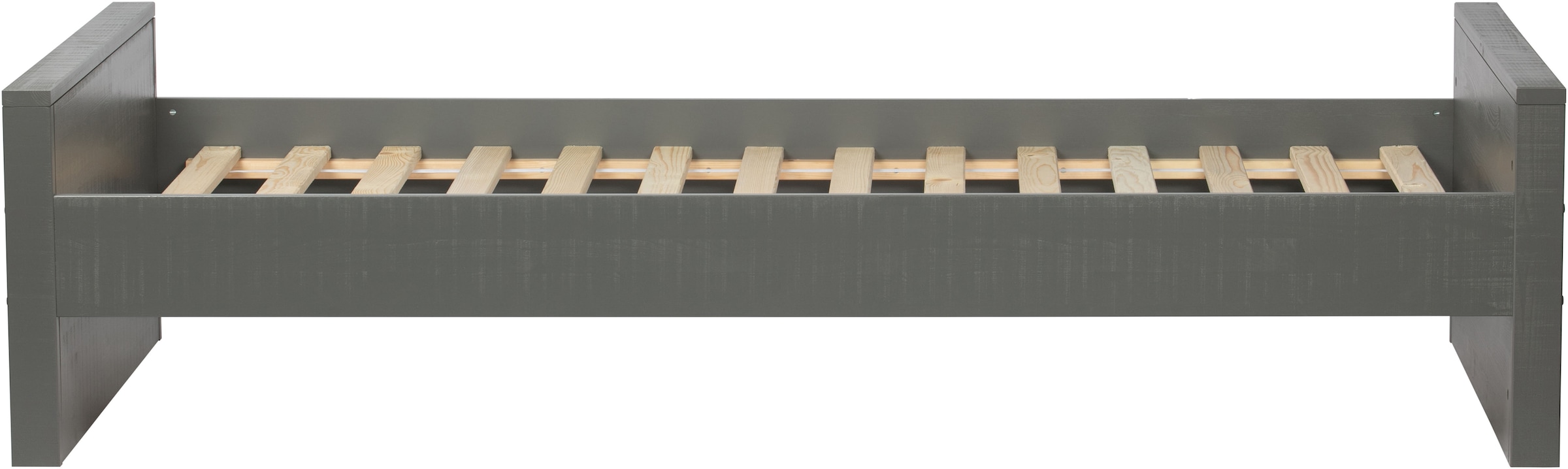 WOOOD Bettgestell »Morris FSC®-Kiefernholz bandsägerauh,H 53 x B 214 x T 95 cm« Matratzenmaß 90x200 cm, einfach zu montierbar, Schublade optional