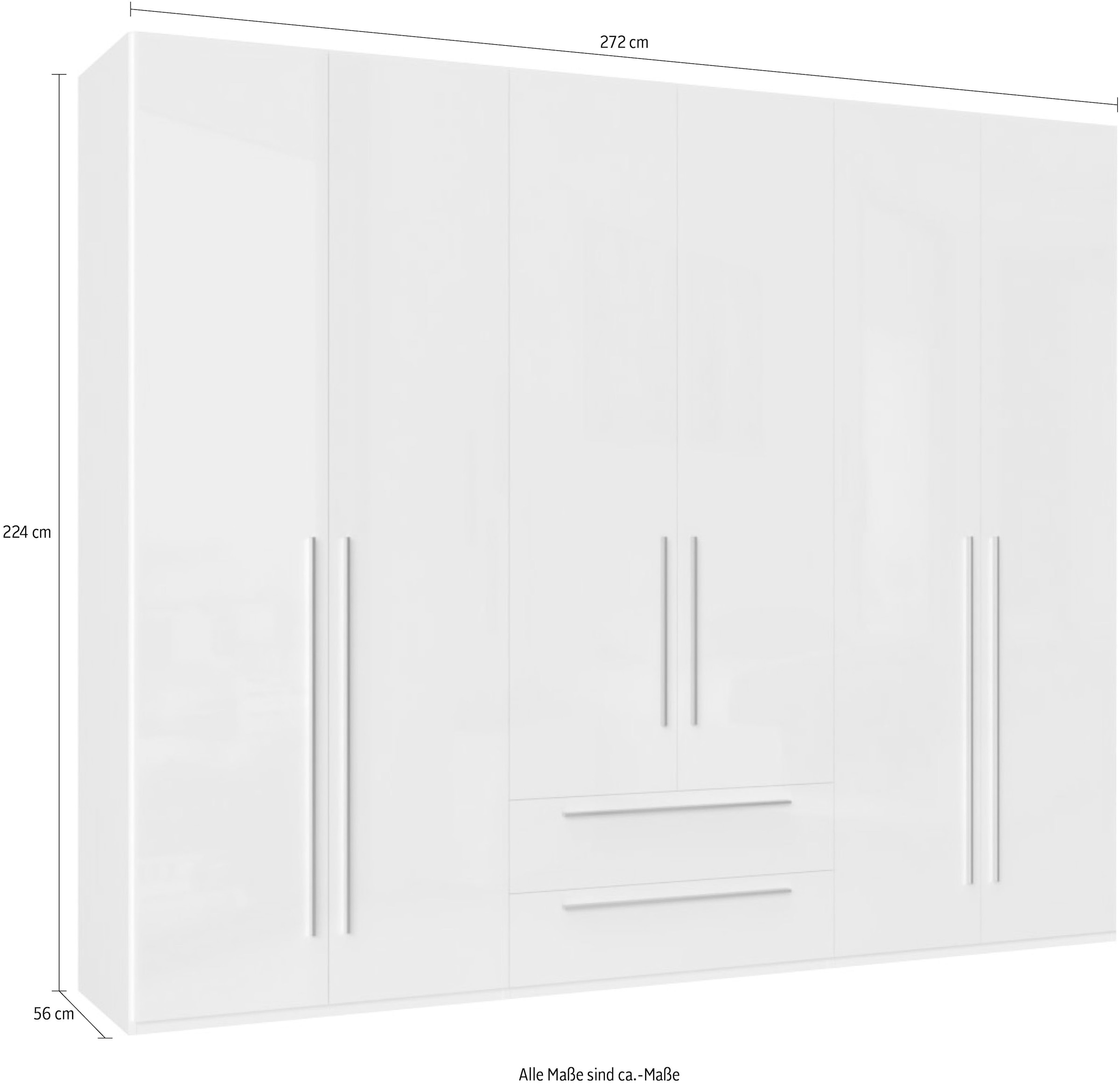 Places of Style Kleiderschrank »Piano, UV lackiert, hochglänzend in beige oder weiß, FSC-zertifiziert«, (Made in Europe), in vielen Breiten, Höhe 224cm, mit Soft-Close Funktion, 2 Schubladen