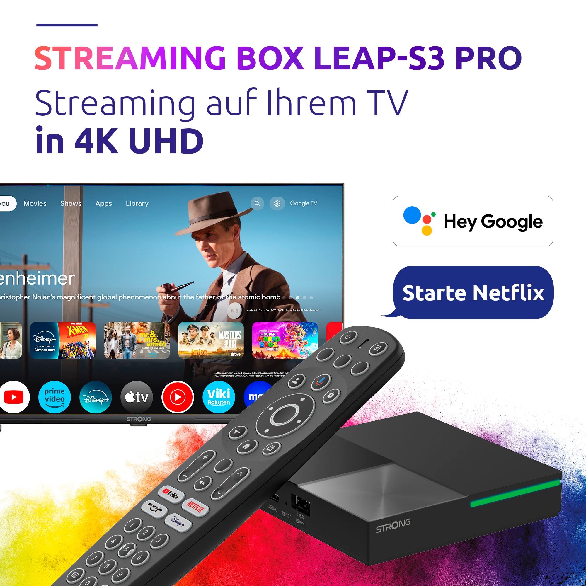 Strong Streaming-Box »LEAP-S3 PRO«, Video-Streaming: Netflix, Youtube, Amazon Prime Video, Disney+