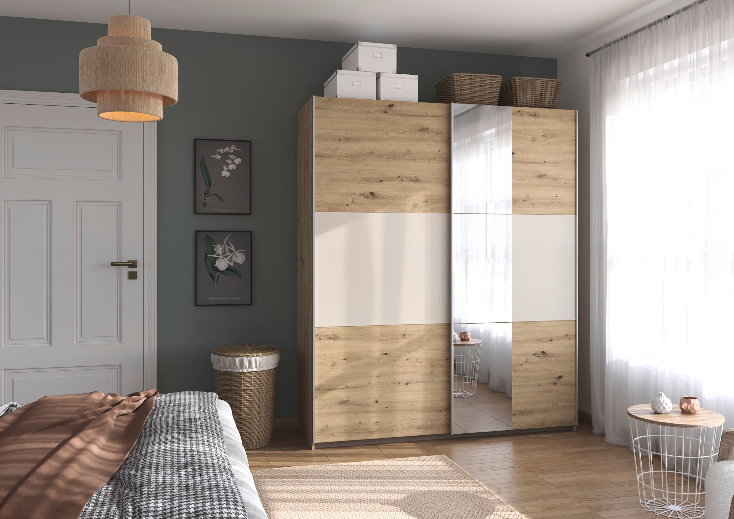 OTTO home Kleiderschrank »Mehrzweckschrank Aktenschrank Möbel Mietswohnung TOPSELLER  ASTANA« 3 Ausstattungen BASIC/CLASSIC/PREMIUM (inkl. SOFT-CLOSE-FUNKTION),  mit 3 Spiegelelementen, Metallgriffleisten alufarbig MADE IN GERMANY