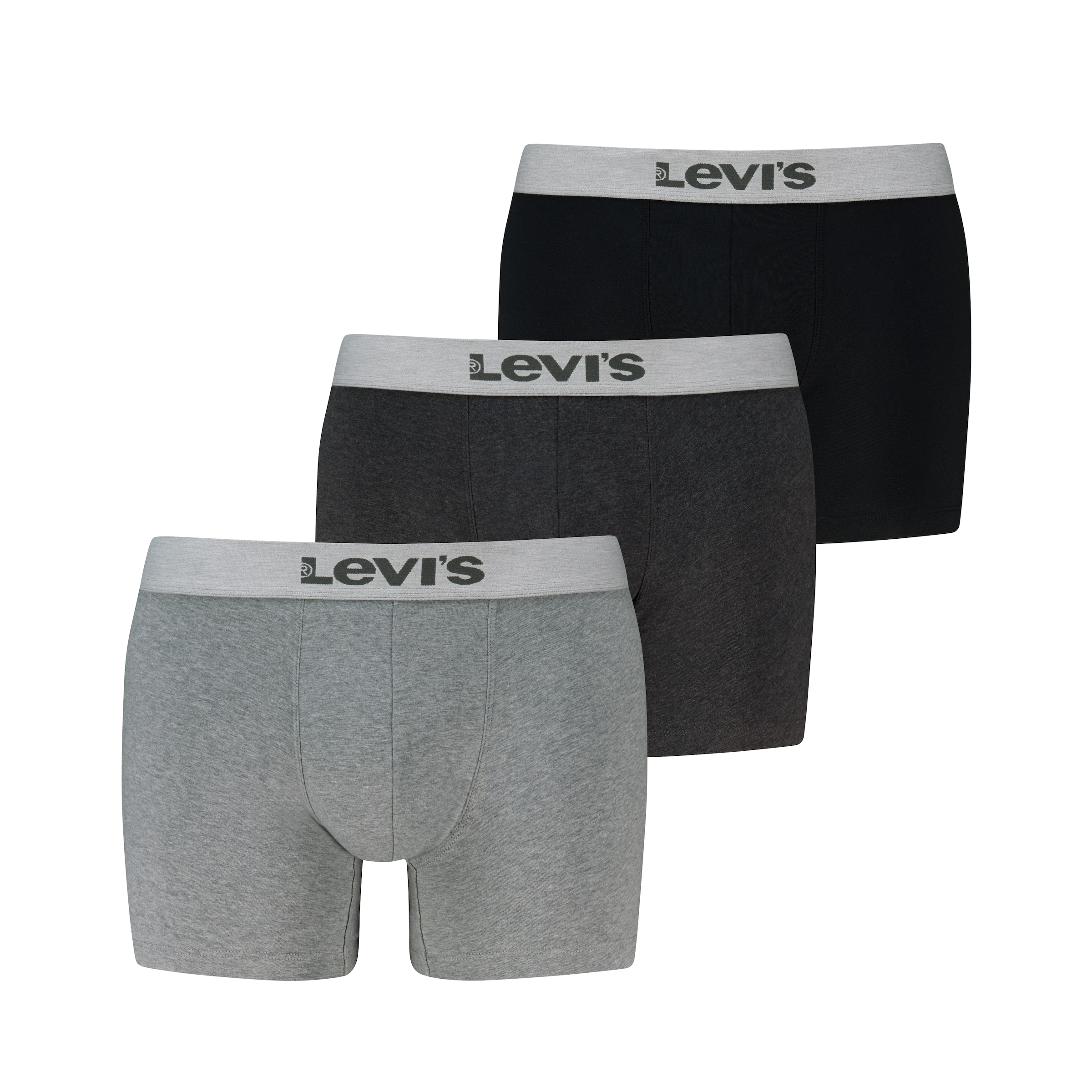 Levi's® Boxershorts »LEVIS MEN MEL WB BOXER BRIEF« 3er Pack,  ohne Eingriff, tonaler Logobund, elastisch, Cotton-Mix
